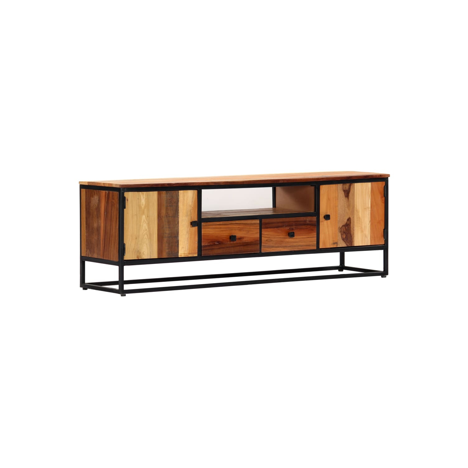 vidaXL TV Cabinet 47.2"x11.8"x15.8" Solid Reclaimed Wood and Steel