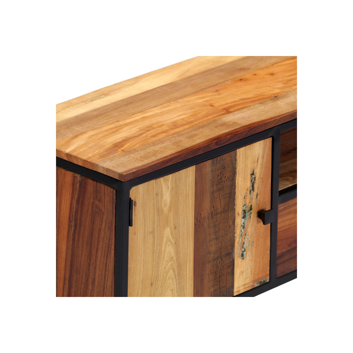 vidaXL TV Cabinet 47.2"x11.8"x15.8" Solid Reclaimed Wood and Steel