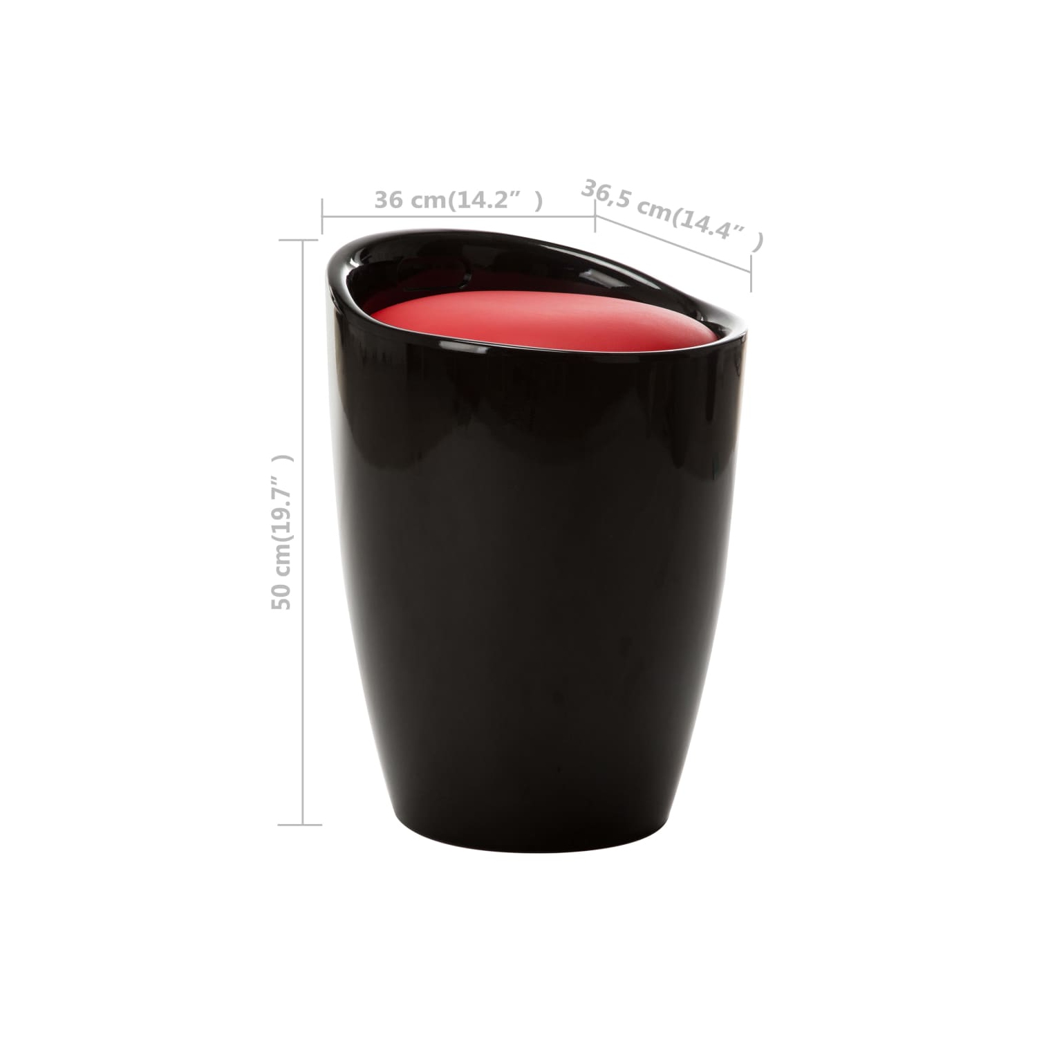 vidaXL Storage Stool Black and Red Faux Leather