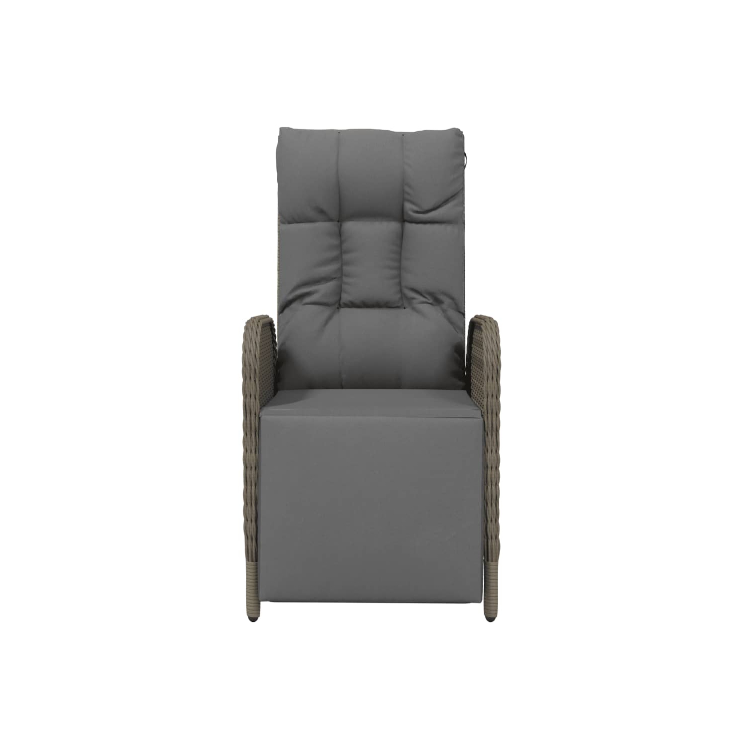 Chaises inclinables d'extérieur vidaXL avec coussins 2 pièces en poly rotin gris