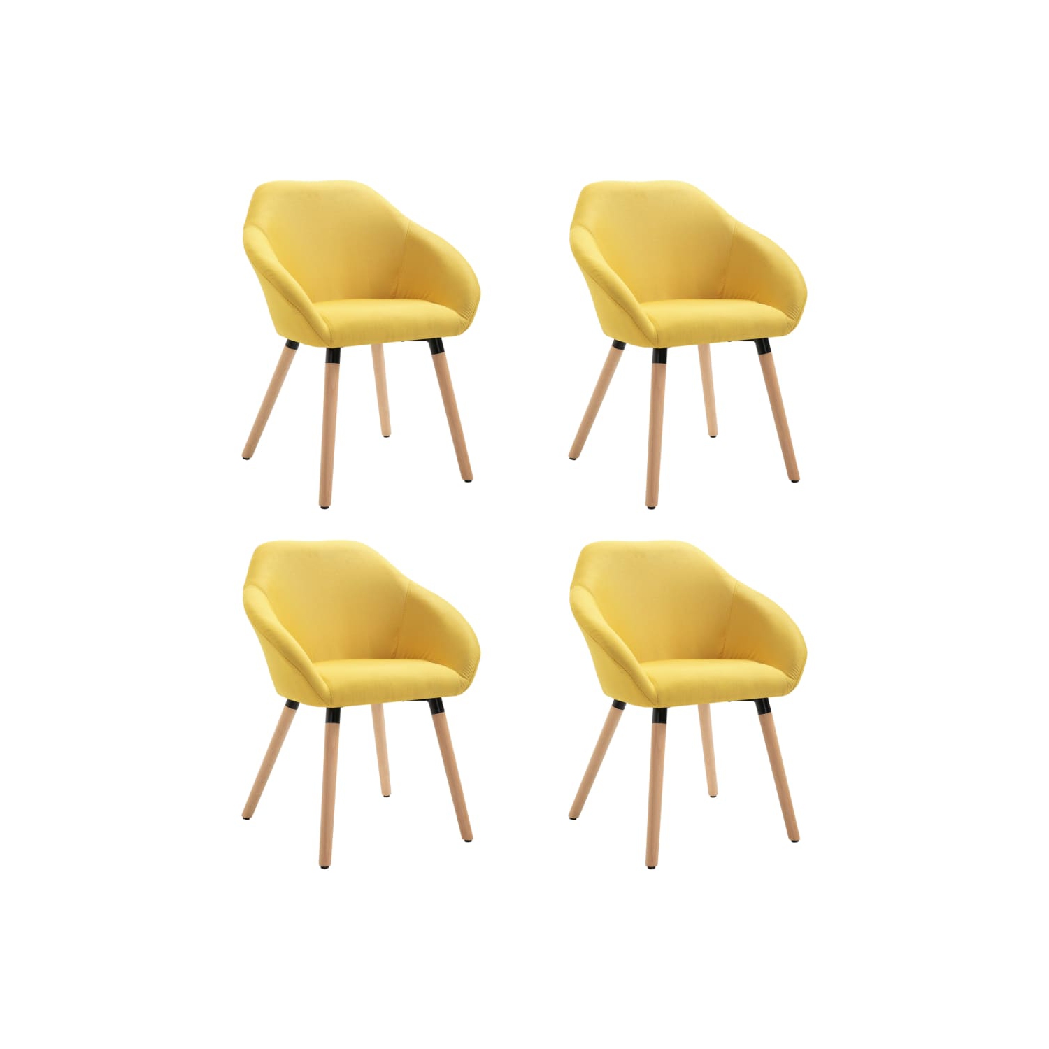 vidaXL Dining Chairs 4 pcs Yellow Fabric