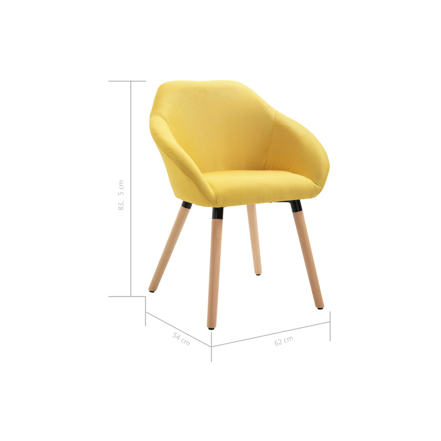vidaXL Dining Chairs 4 pcs Yellow Fabric