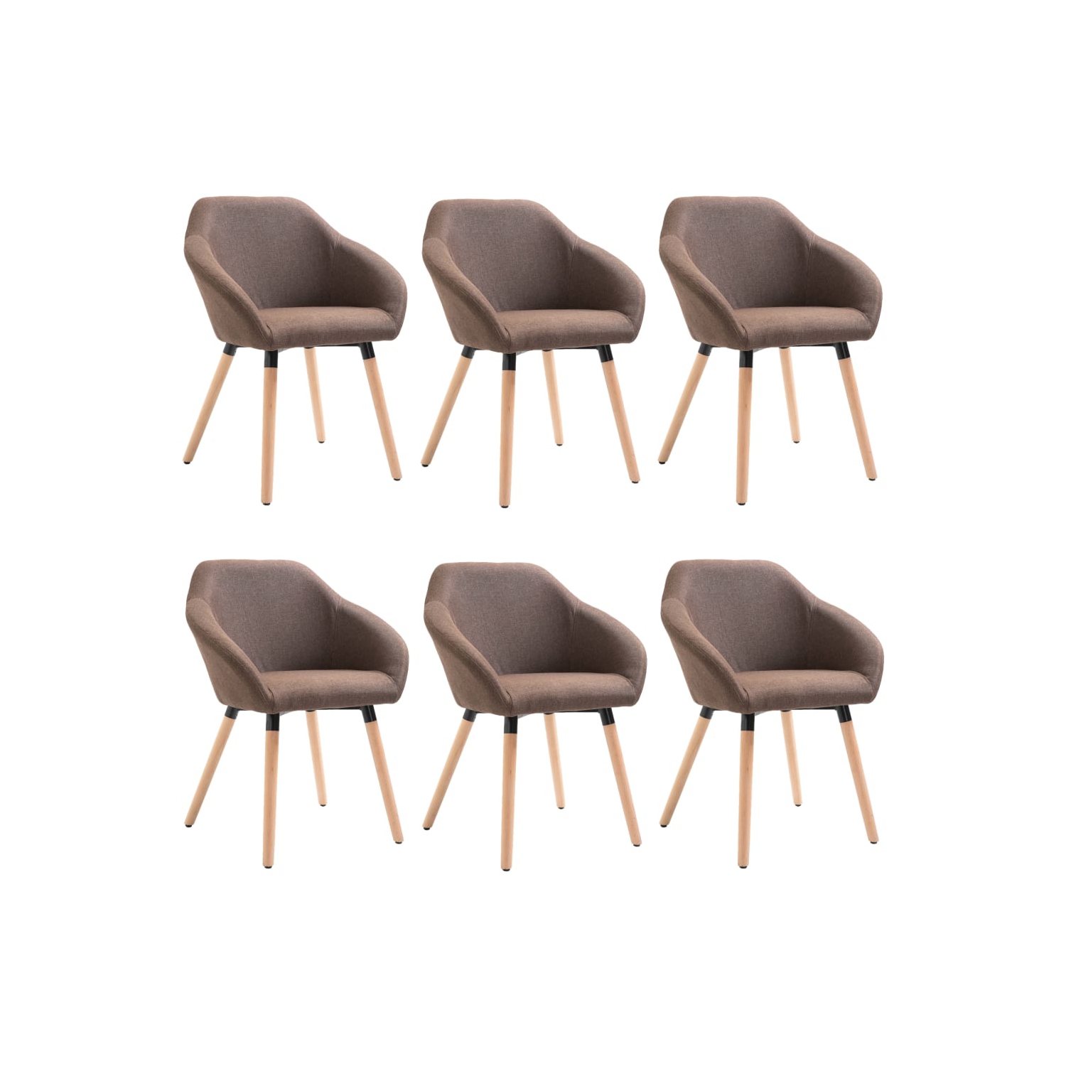 vidaXL Dining Chairs 6 pcs Brown Fabric