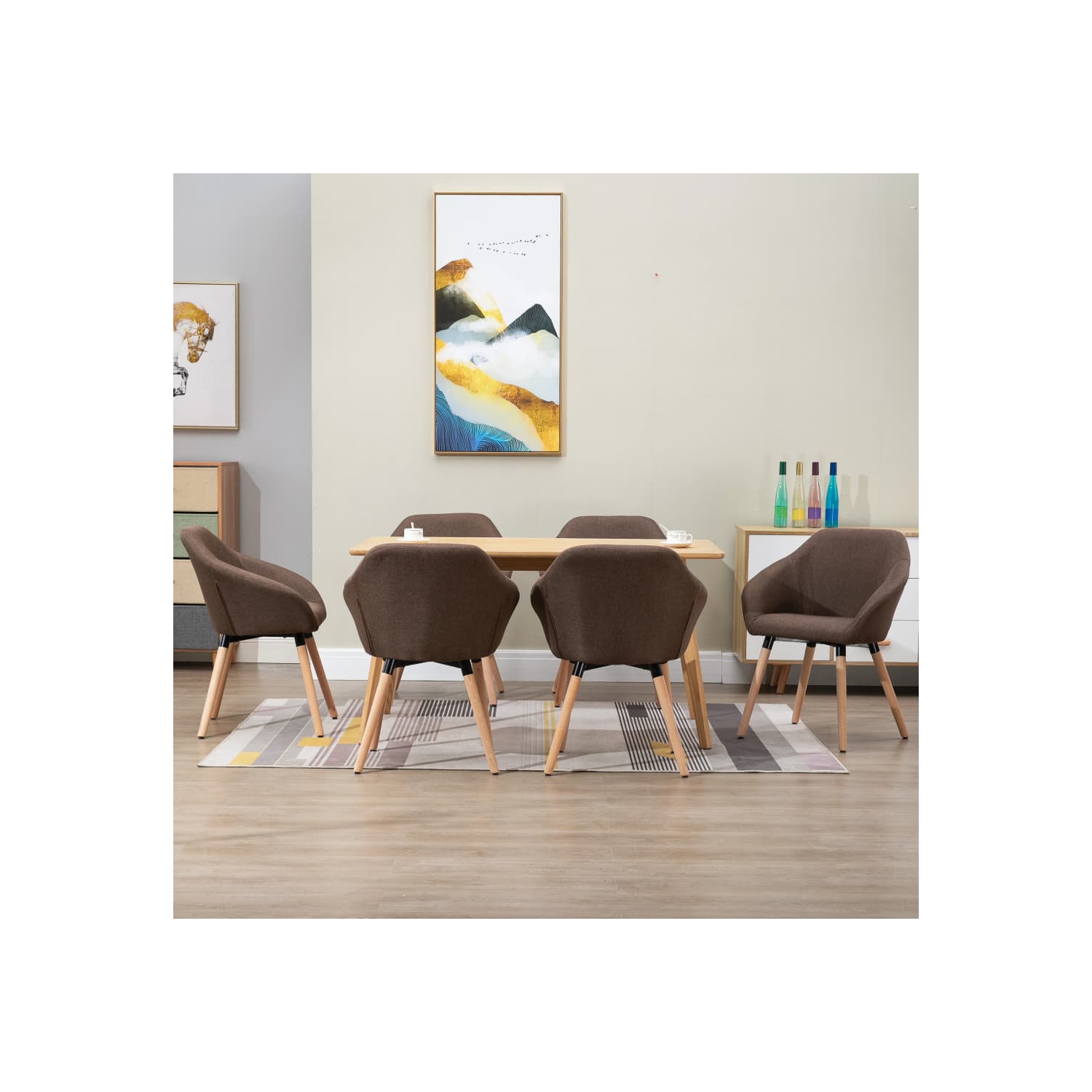 vidaXL Dining Chairs 6 pcs Brown Fabric