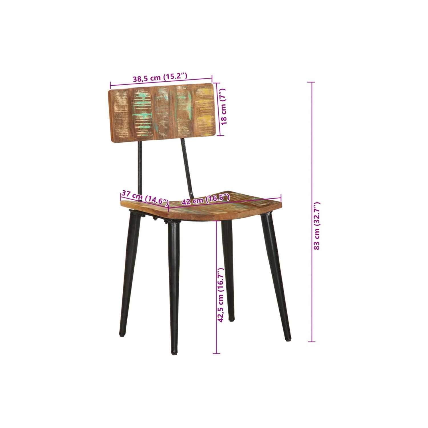 vidaXL Dining Chairs 2 pcs Solid Reclaimed Wood