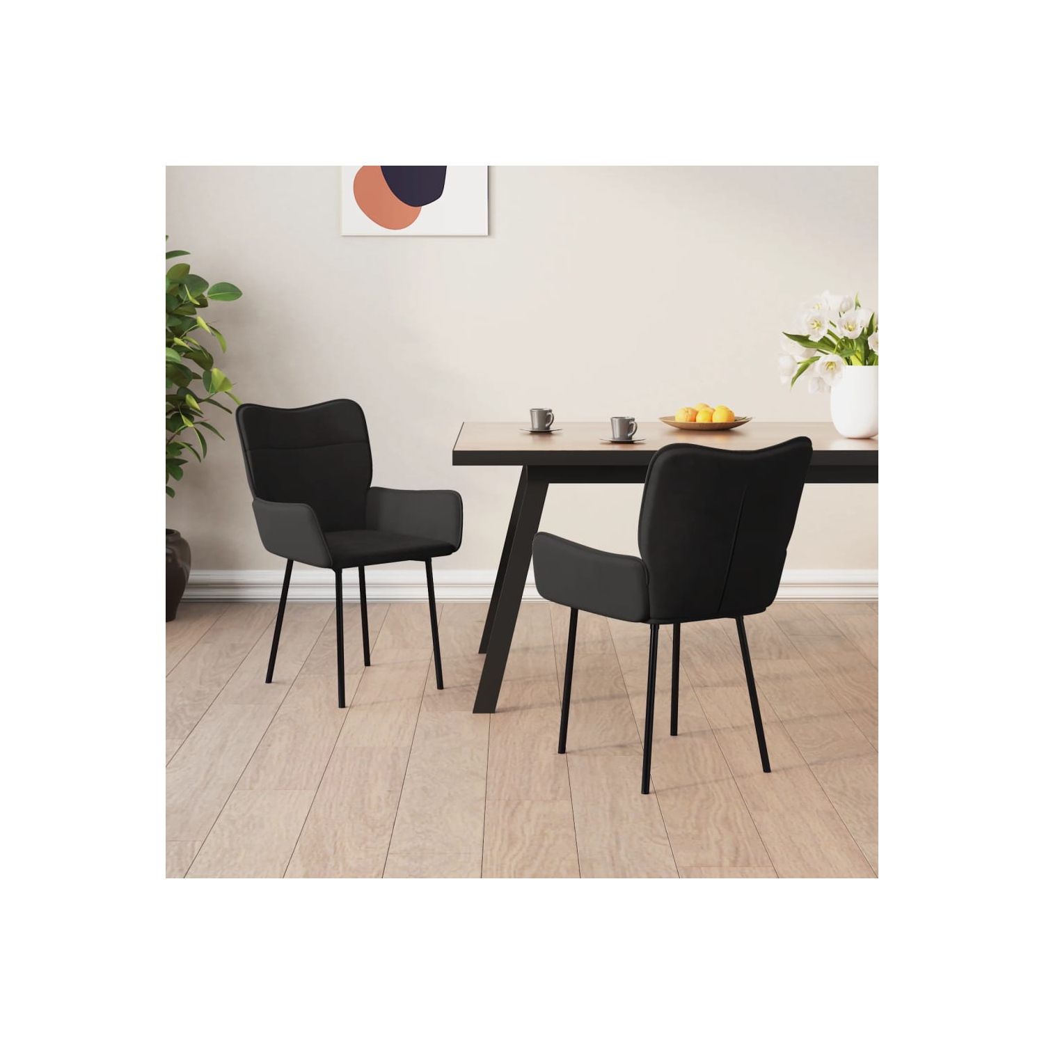 vidaXL Dining Chairs 2 pcs Black Velvet