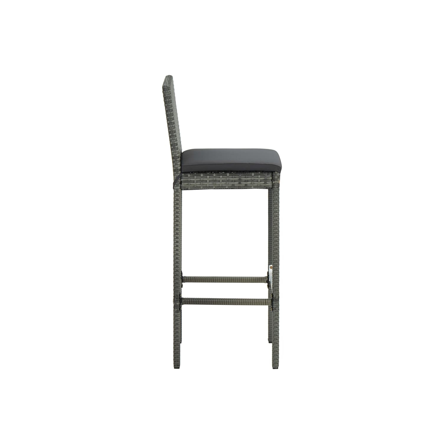 Tabourets de bar vidaXL avec coussins, 6 pièces en poly rotin gris