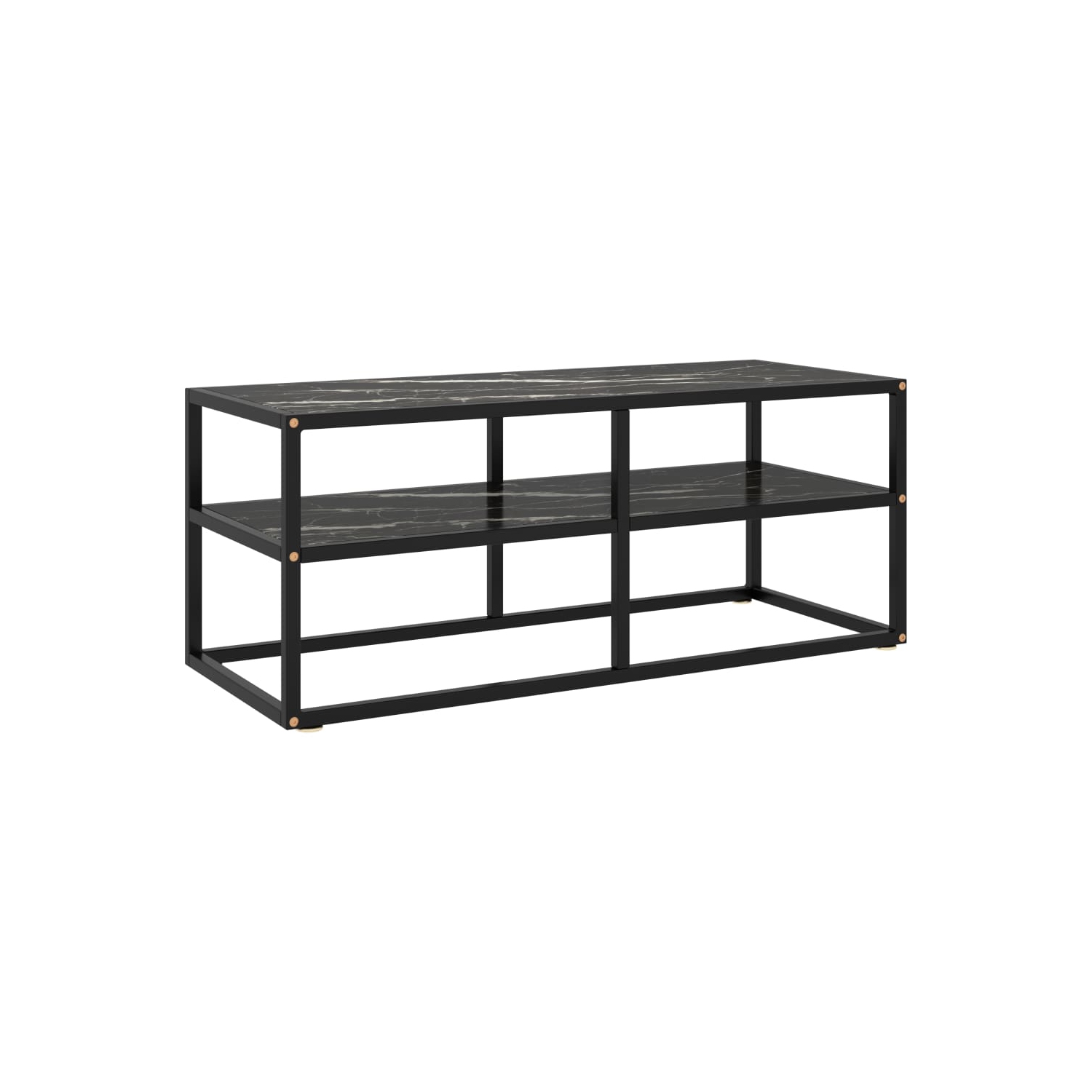 vidaXL TV Cabinet Black with Black Marble Glass 39.4"x15.7"x15.7"
