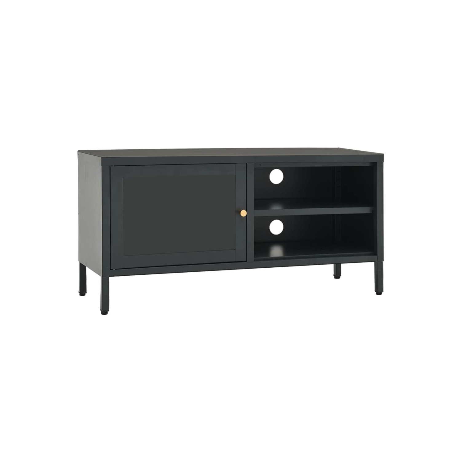 vidaXL TV Cabinet Anthracite 35.4"x11.8"x17.3" Steel and Glass