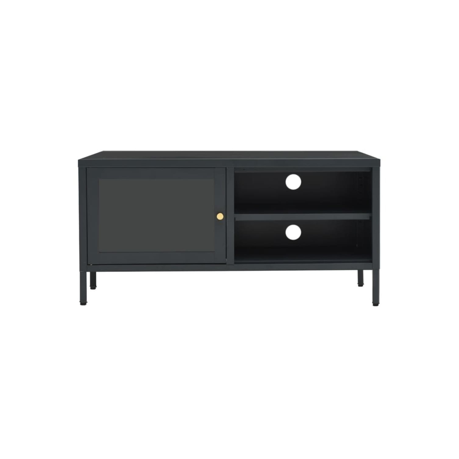 vidaXL TV Cabinet Anthracite 35.4"x11.8"x17.3" Steel and Glass