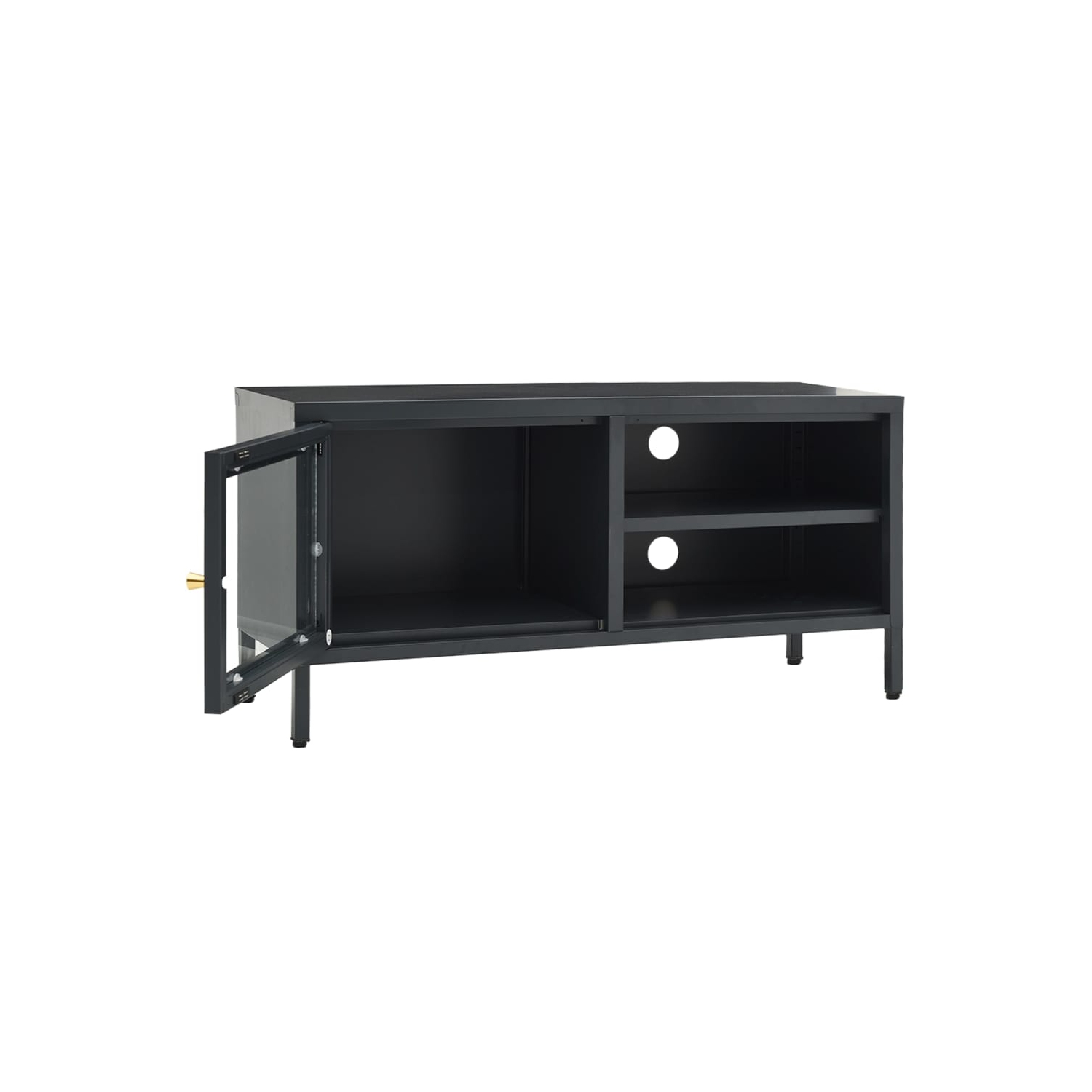vidaXL TV Cabinet Anthracite 35.4"x11.8"x17.3" Steel and Glass
