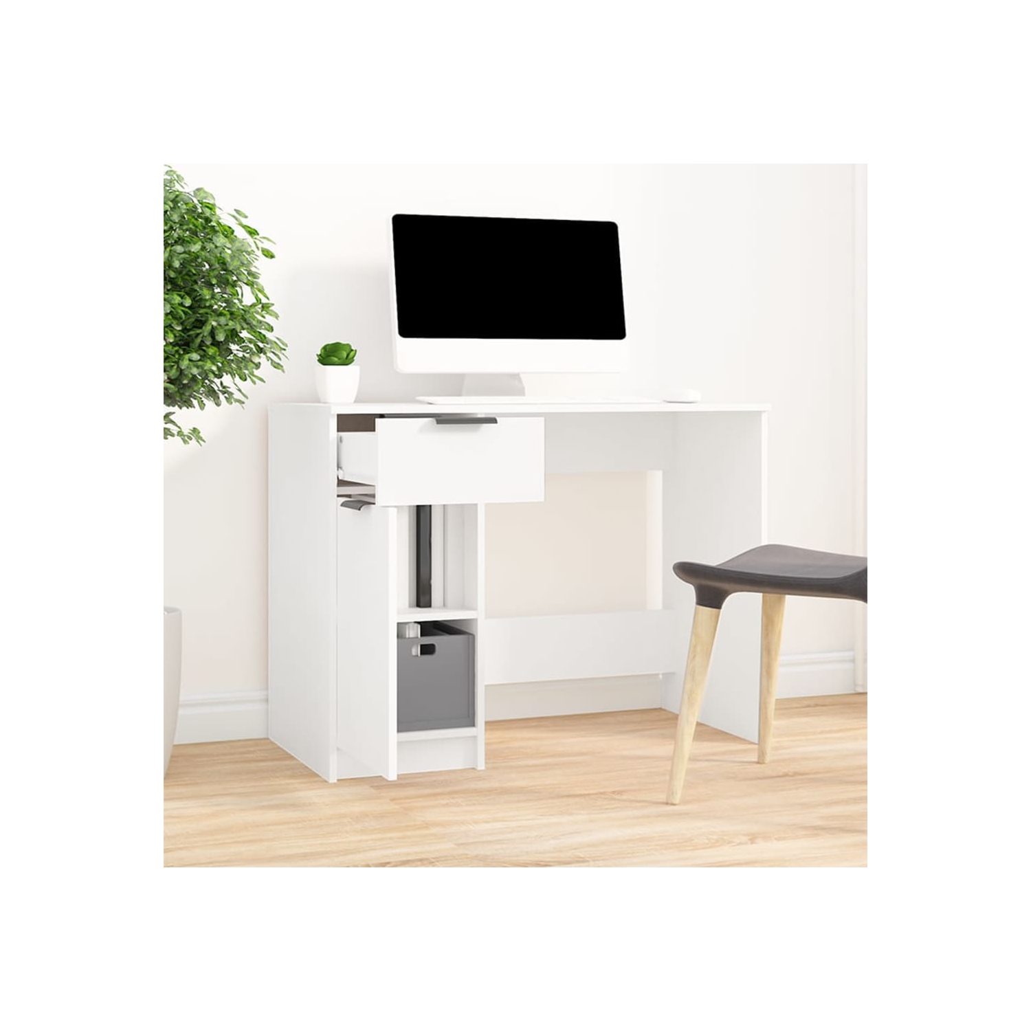 vidaXL Desk White 100x50x75 cm Engineered Wood