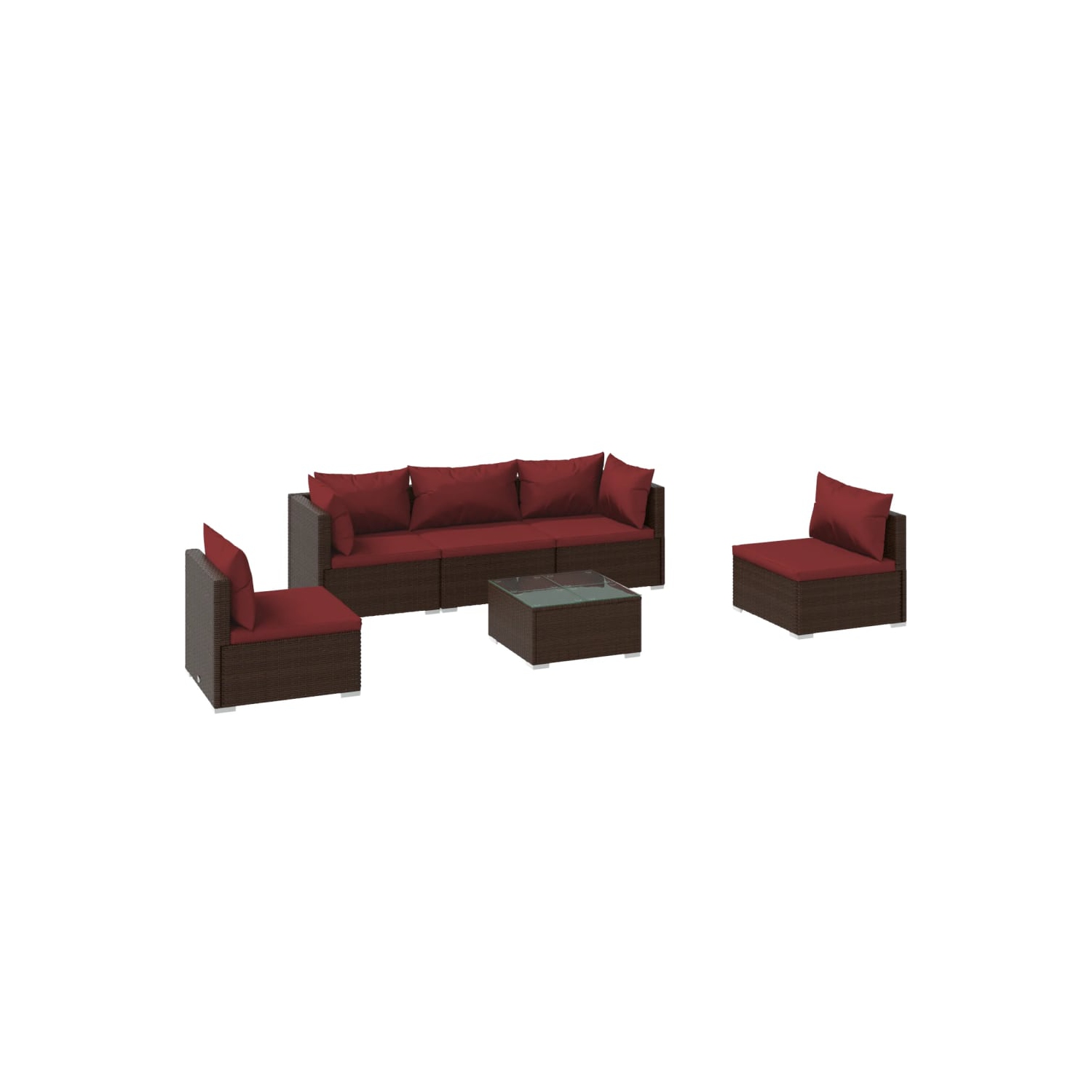 vidaXL 6 Piece Garden Lounge Set with Cushions Poly Rattan Brown