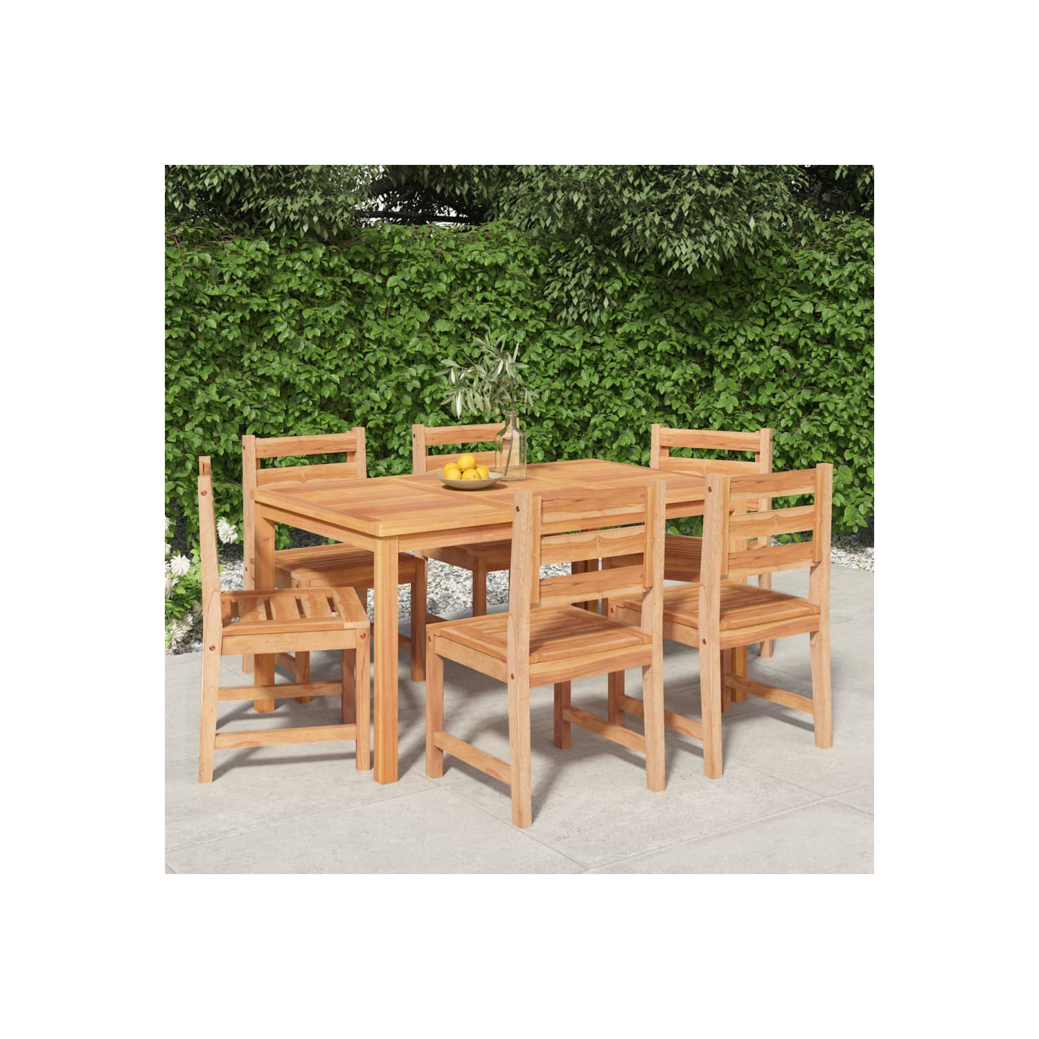 Ensemble de salle à manger 7 pièces en teck massif pour le jardin vidaXL