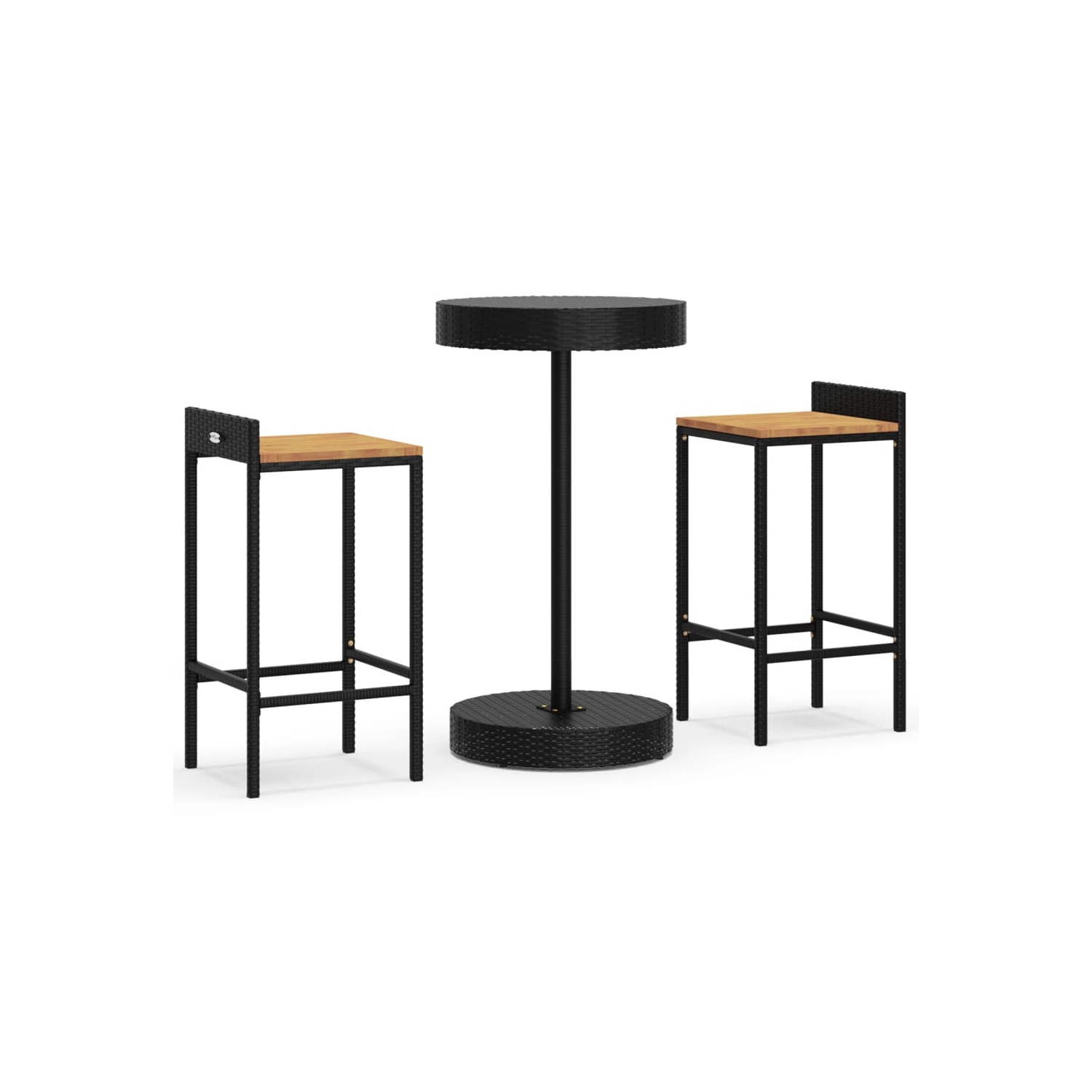 Ensemble de bar de jardin 3 pièces en poly rotin et bois d'acacia massif de vidaXL