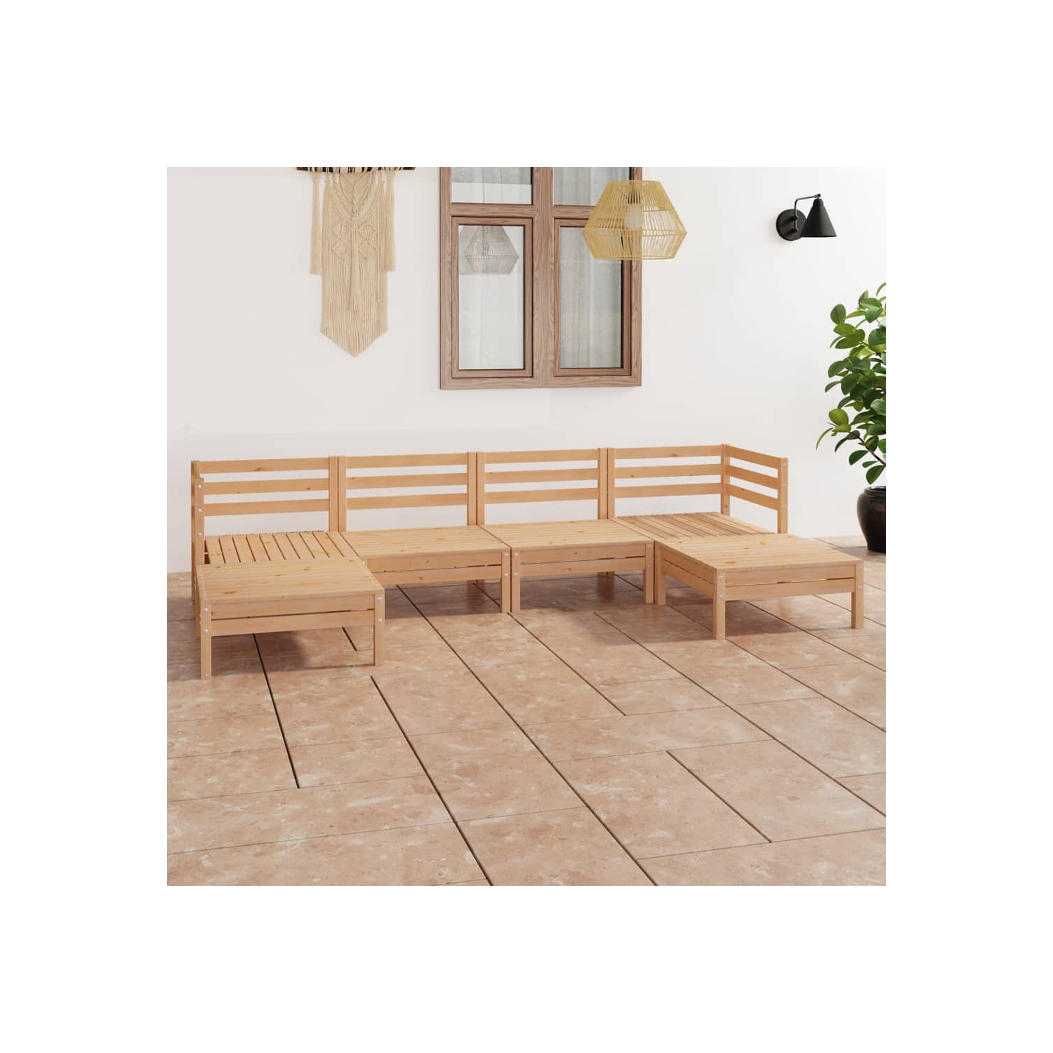 vidaXL 6 Piece Garden Lounge Set Solid Wood Pine
