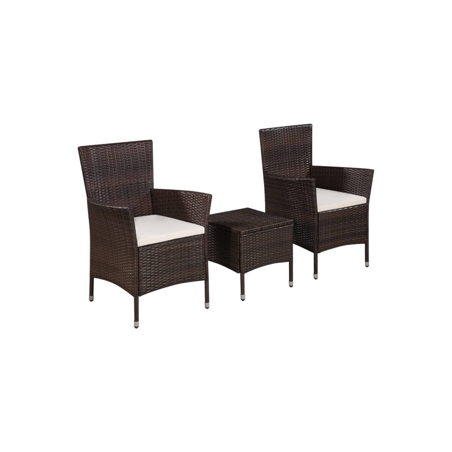 vidaXL 3 Piece Bistro Set Poly Rattan Brown
