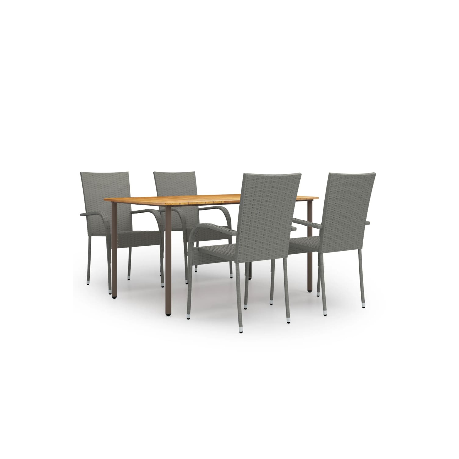 vidaXL 5 Piece Garden Dining Set Poly Rattan Grey