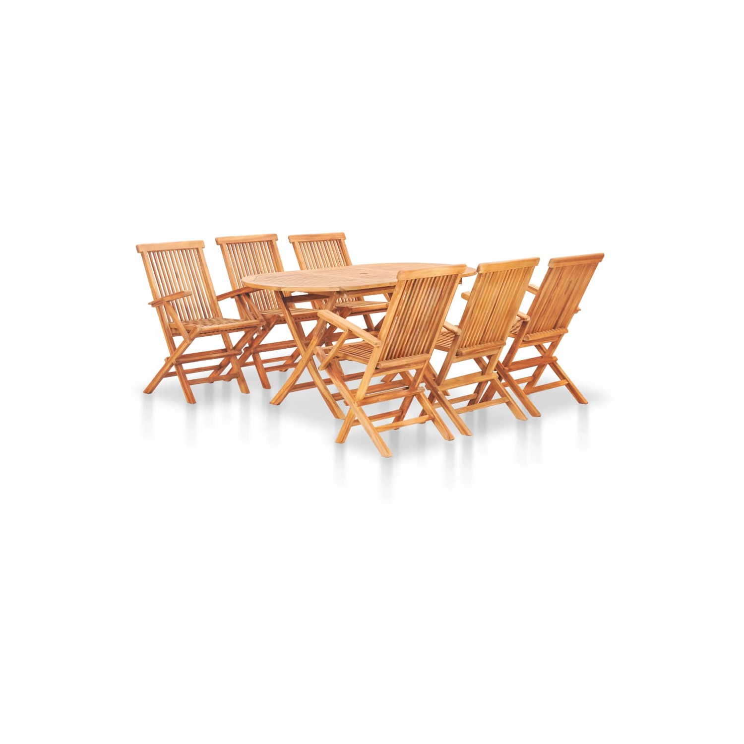 vidaXL 7 Piece Folding Outdoor Dining Set Solid Teak Wood
