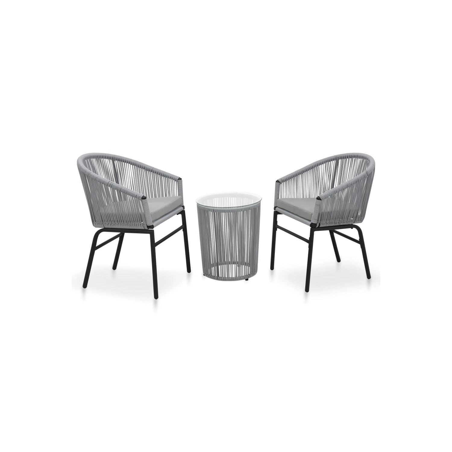 vidaXL 3 Piece Bistro Set with Cushions PE Rattan Anthracite