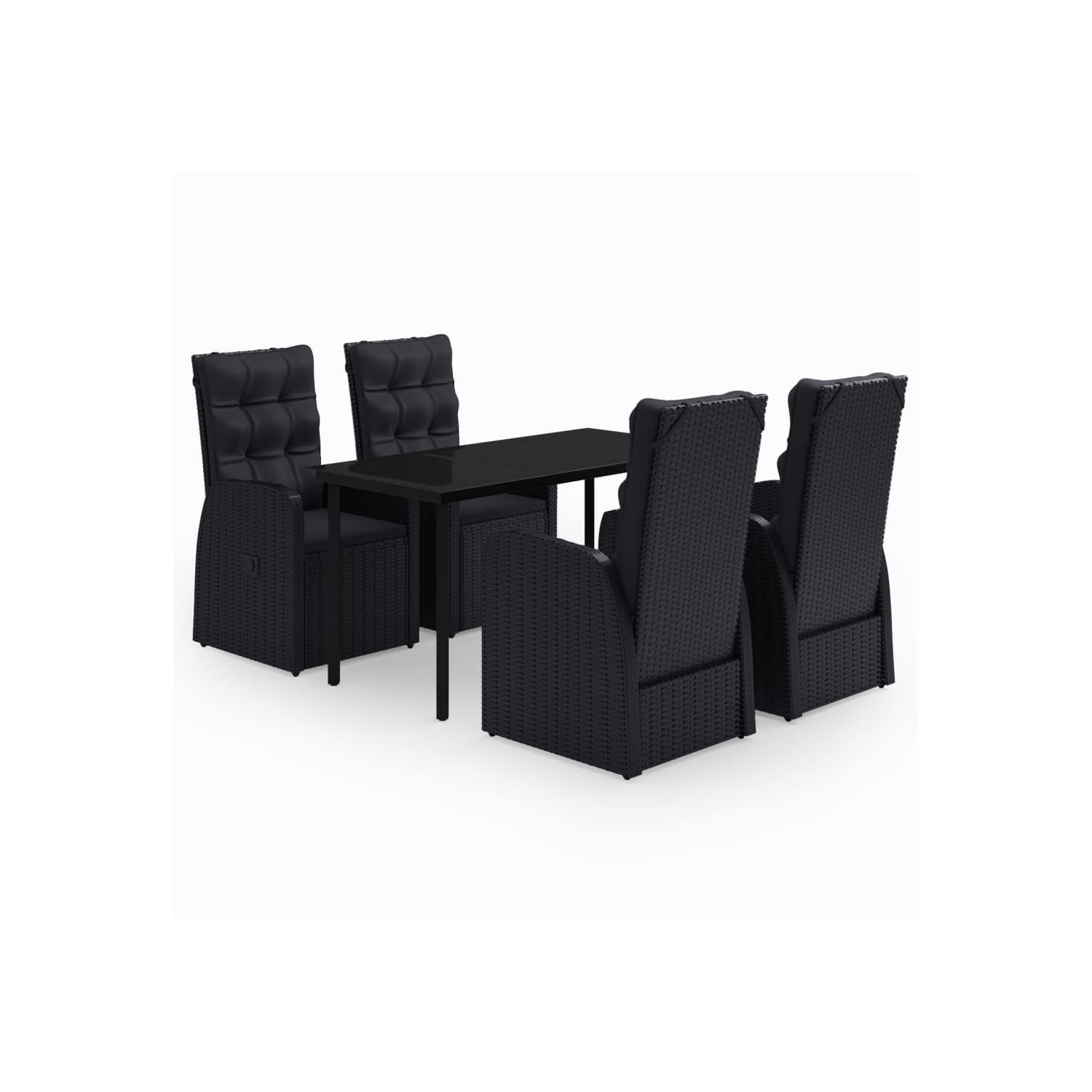 vidaXL 5 Piece Garden Dining Set with Cushions Black