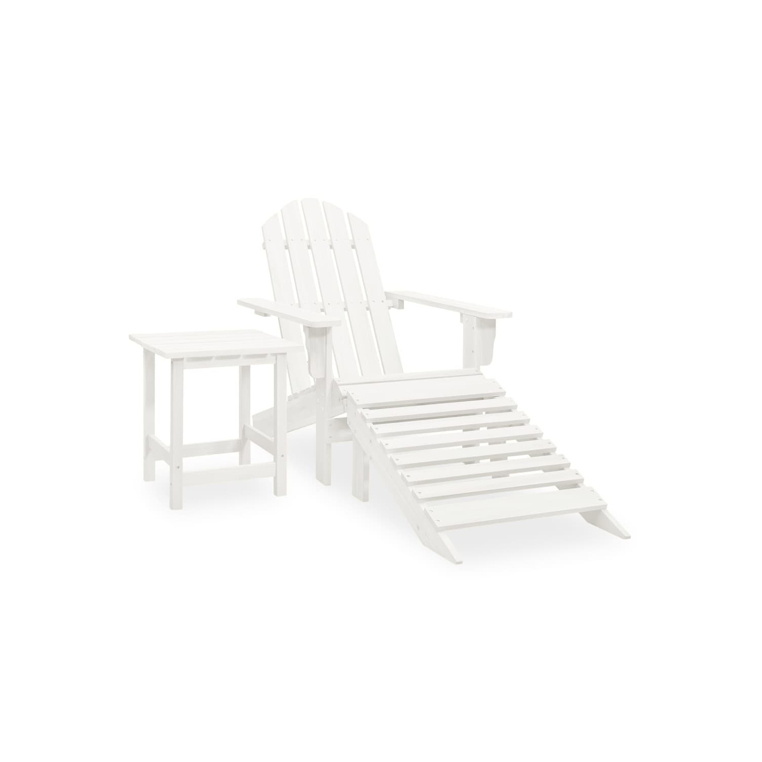 vidaXL Garden Adirondack Chair with Ottoman&Table Solid Fir Wood White
