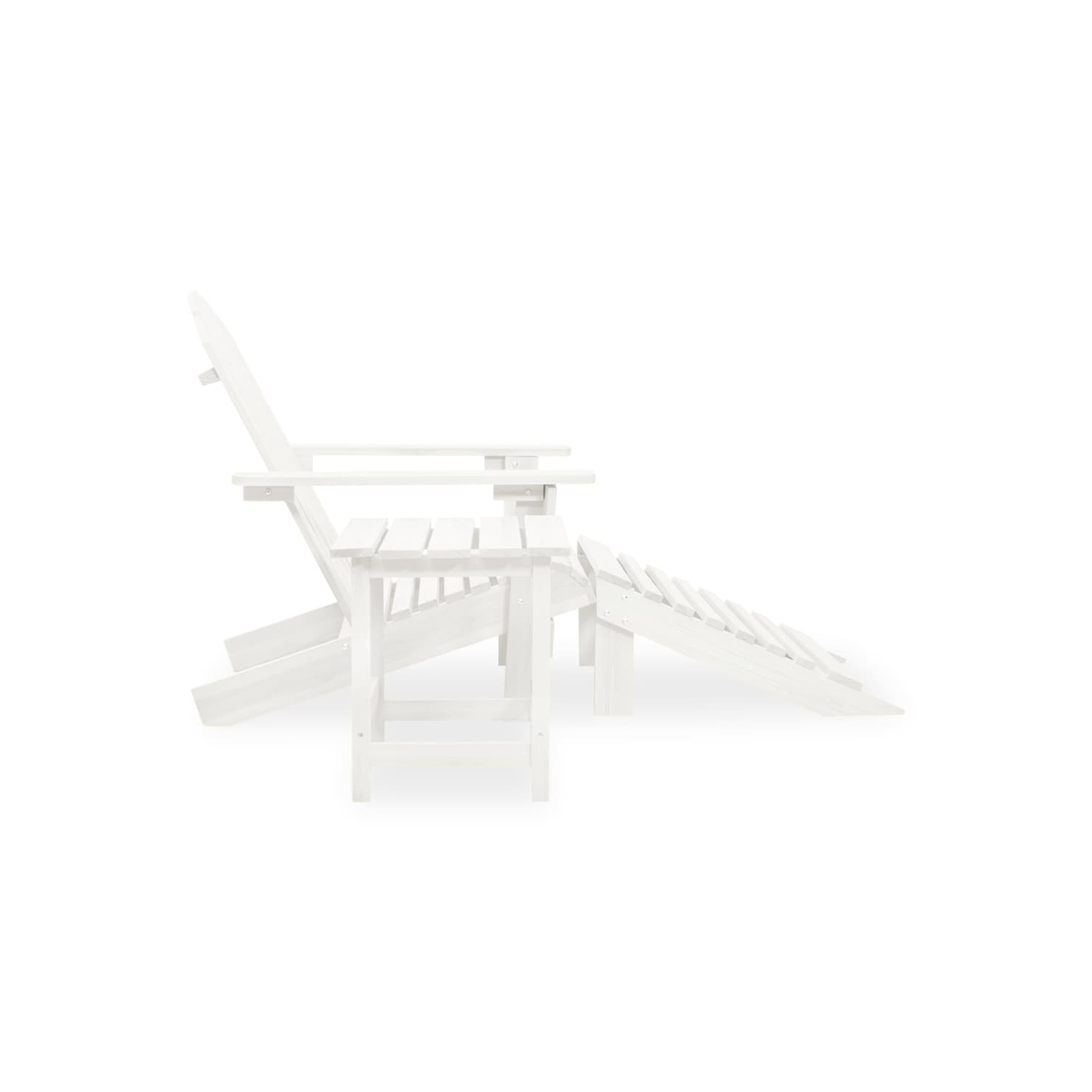 vidaXL Garden Adirondack Chair with Ottoman&Table Solid Fir Wood White