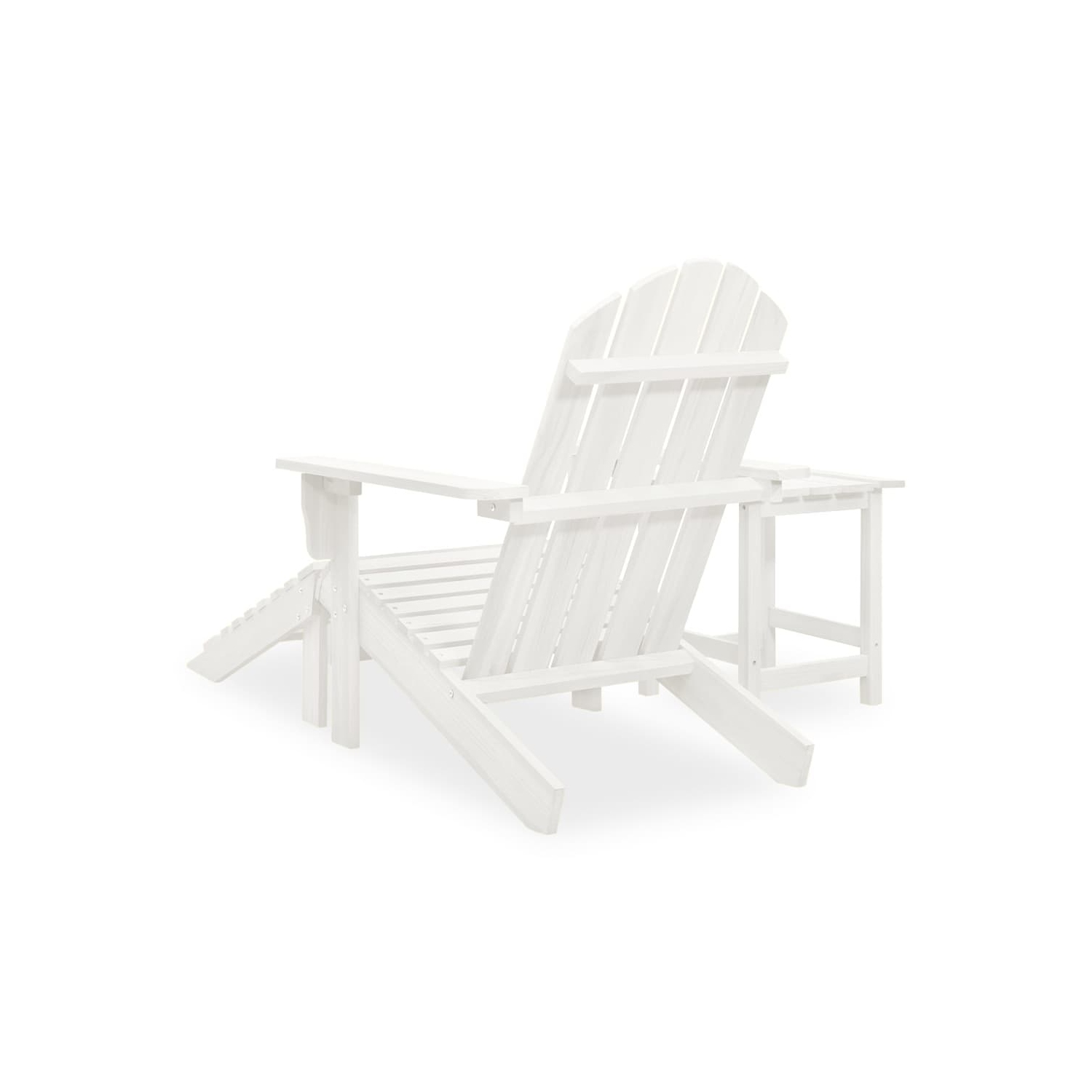 vidaXL Garden Adirondack Chair with Ottoman&Table Solid Fir Wood White