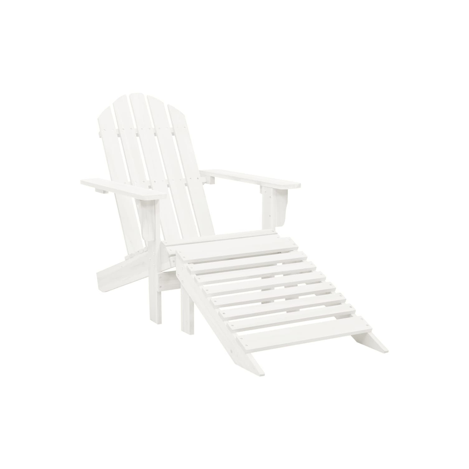 vidaXL Garden Adirondack Chair with Ottoman&Table Solid Fir Wood White