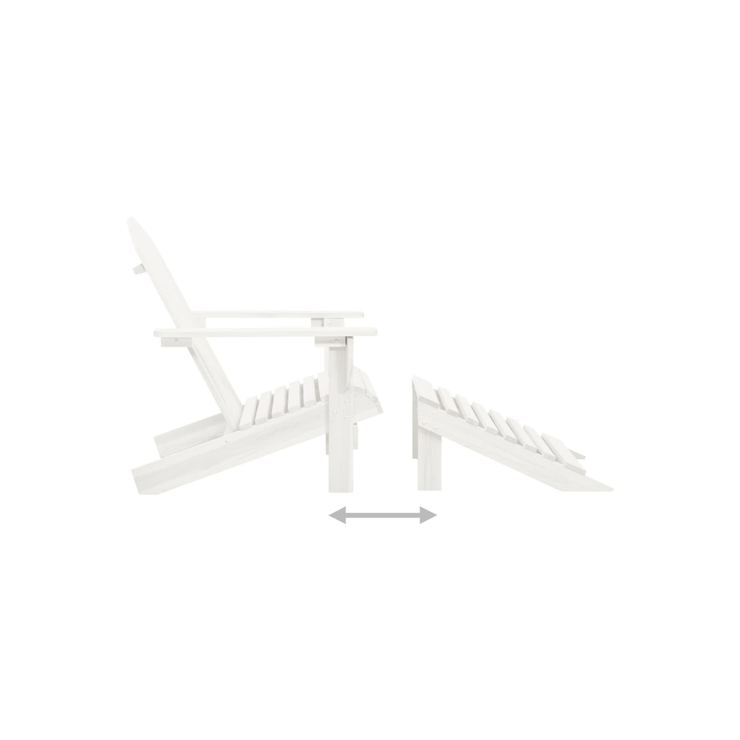 vidaXL Garden Adirondack Chair with Ottoman&Table Solid Fir Wood White