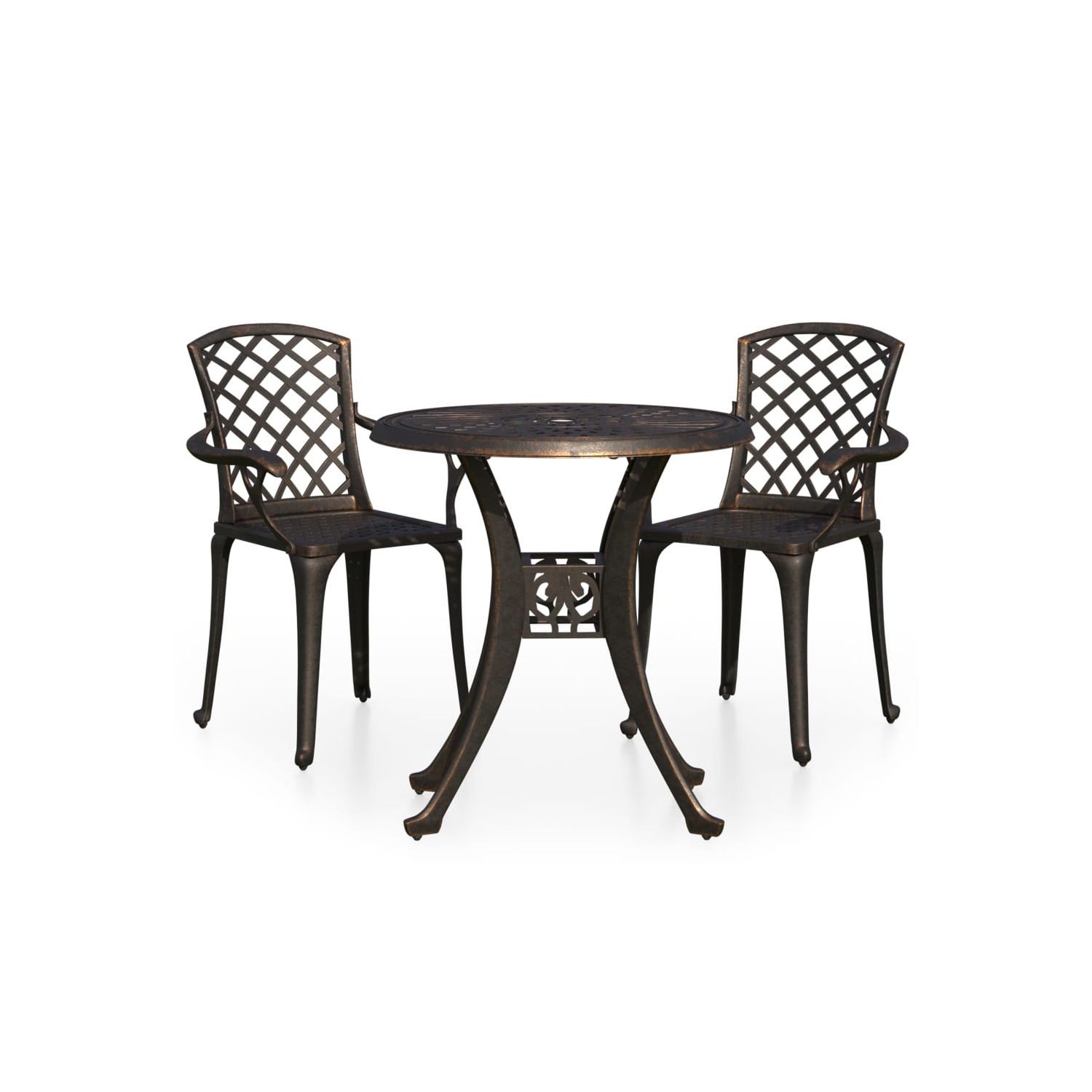 vidaXL 3 Piece Bistro Set Cast Aluminium Bronze