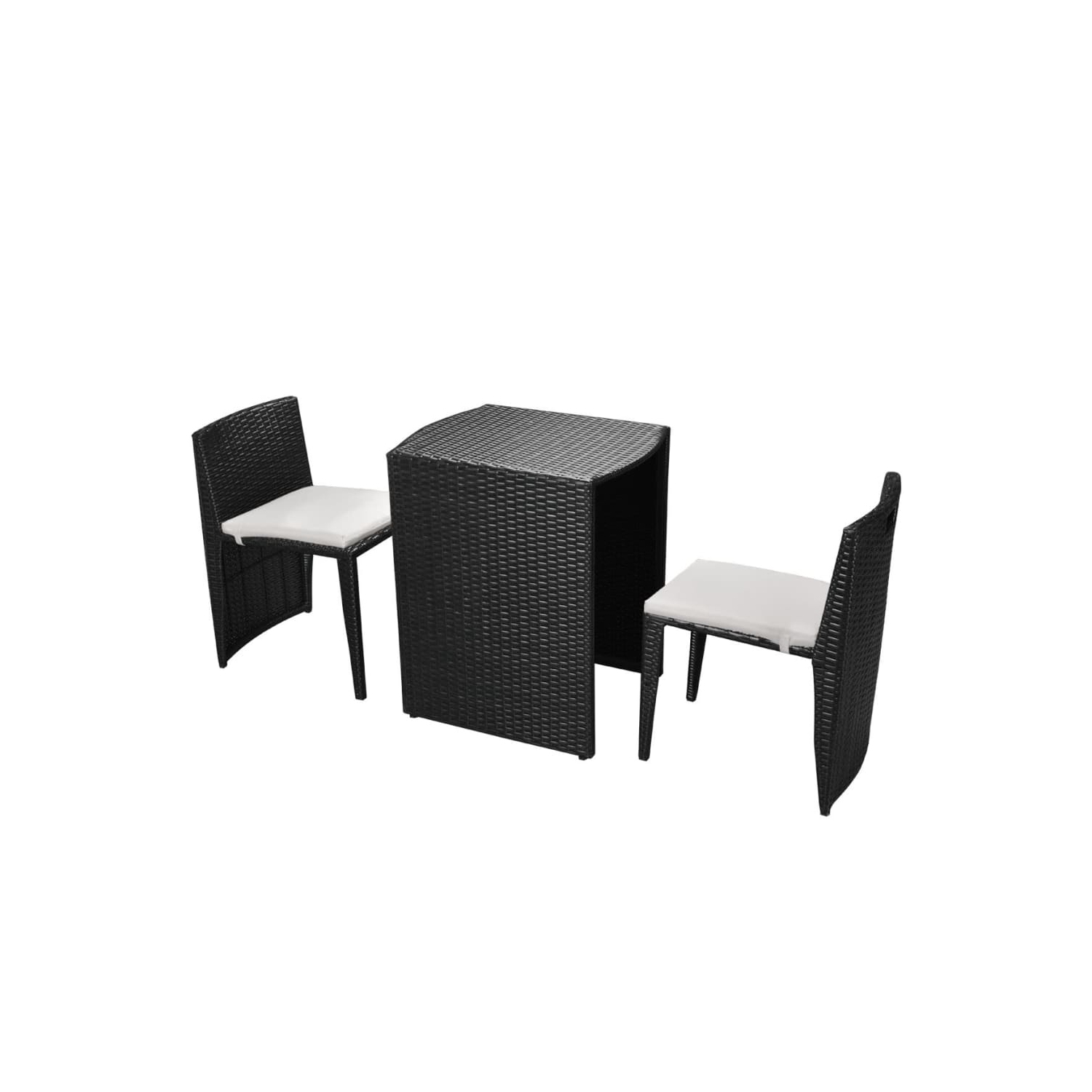 vidaXL 3 Piece Bistro Set with Cushions Poly Rattan Black