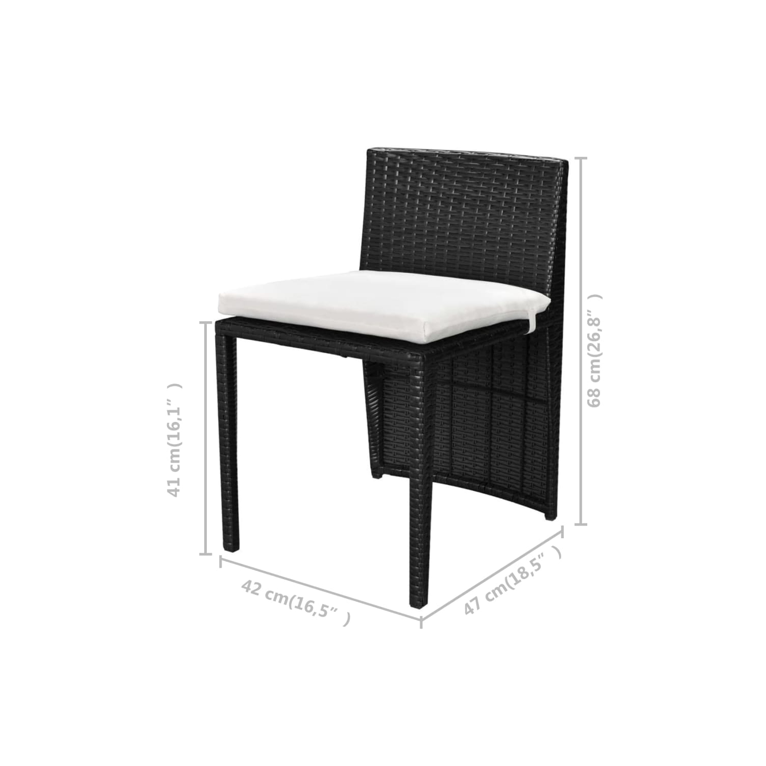 vidaXL 3 Piece Bistro Set with Cushions Poly Rattan Black