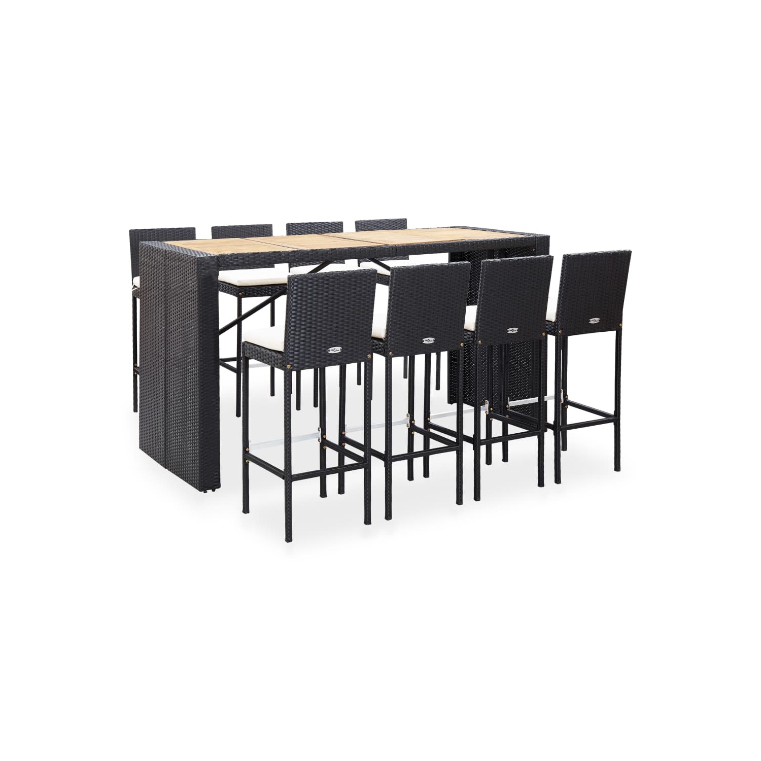 Ensemble de bar extérieur 9 pièces en rotin synthétique et en bois d'acacia noir vidaXL