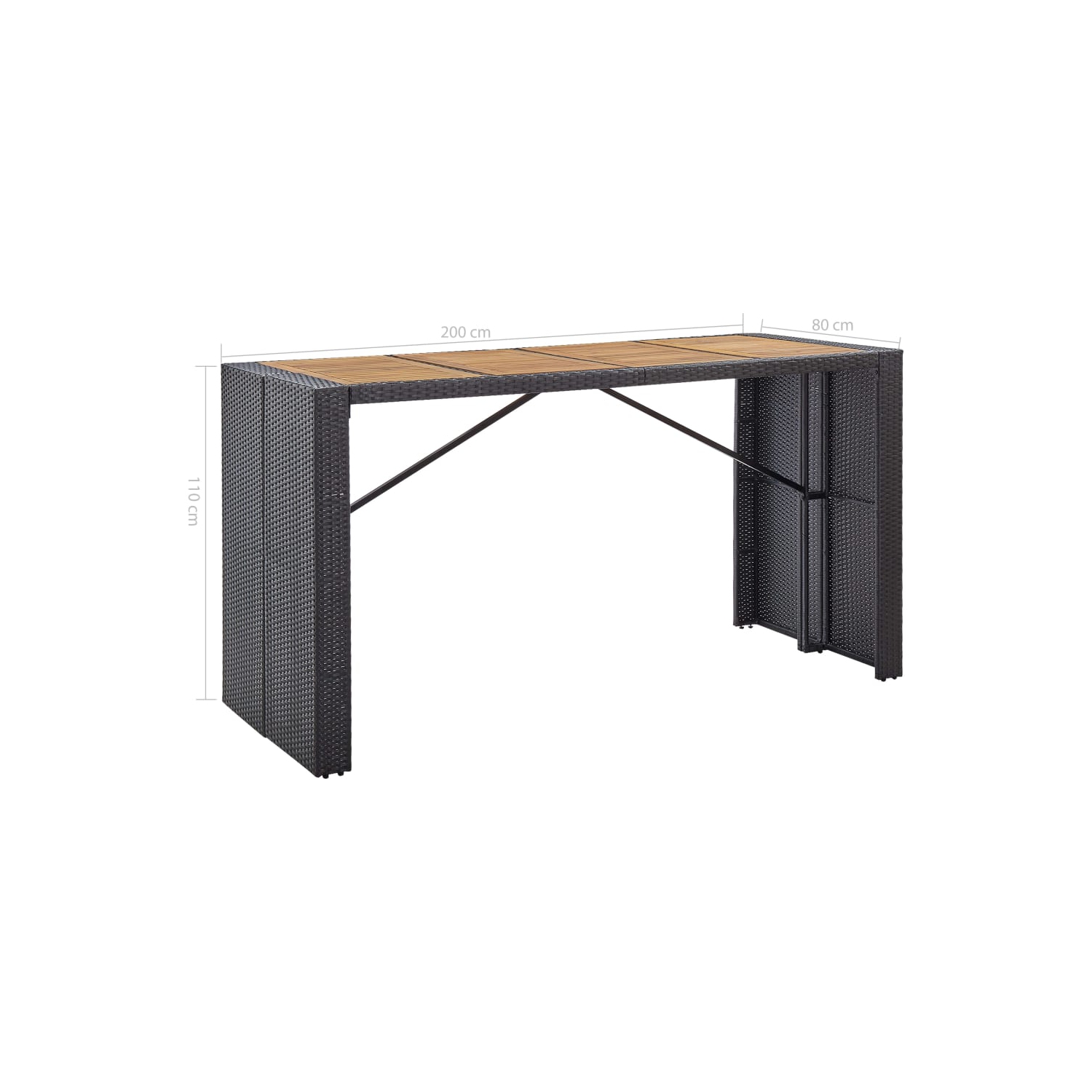 vidaXL 9 Piece Outdoor Bar Set Poly Rattan and Wood Acacia Black