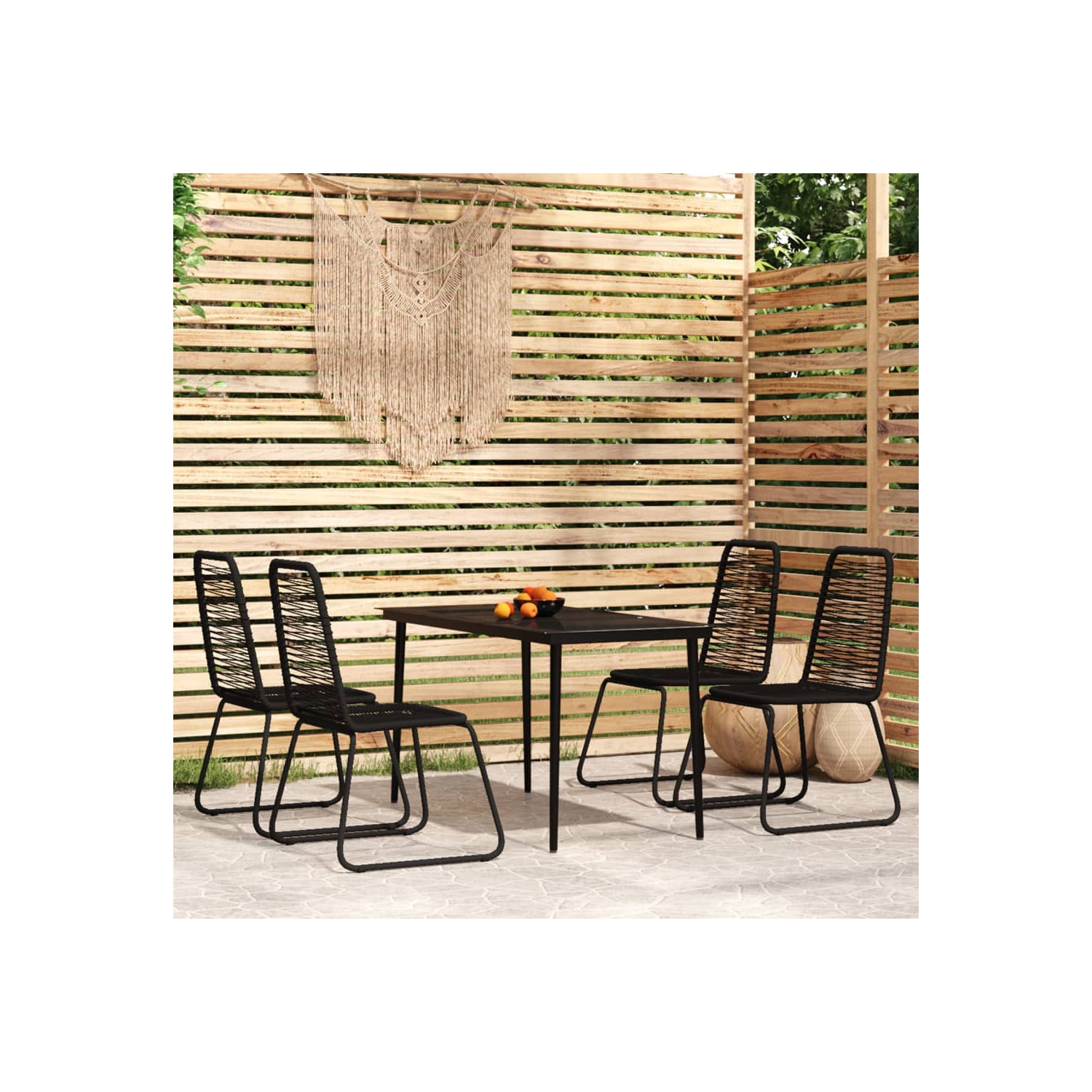 vidaXL 5 Piece Garden Dining Set Black