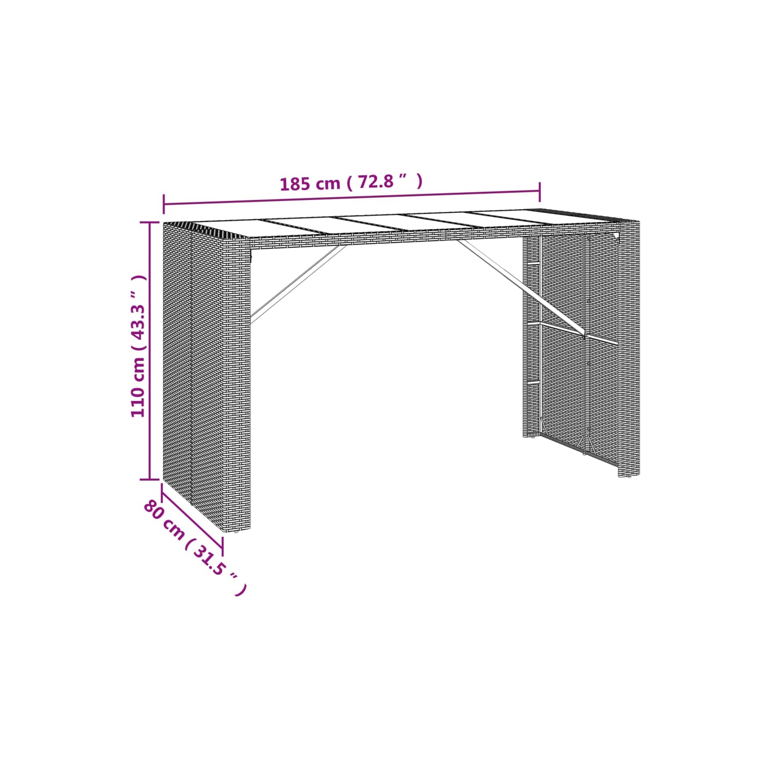 vidaXL 9 Piece Garden Bar Set Black Poly Rattan& Solid Wood Acacia