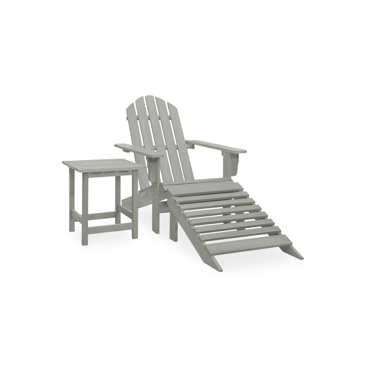 Fauteuil Adirondack Garden avec pouf et table en bois de sapin massif de vidaXL - Gris