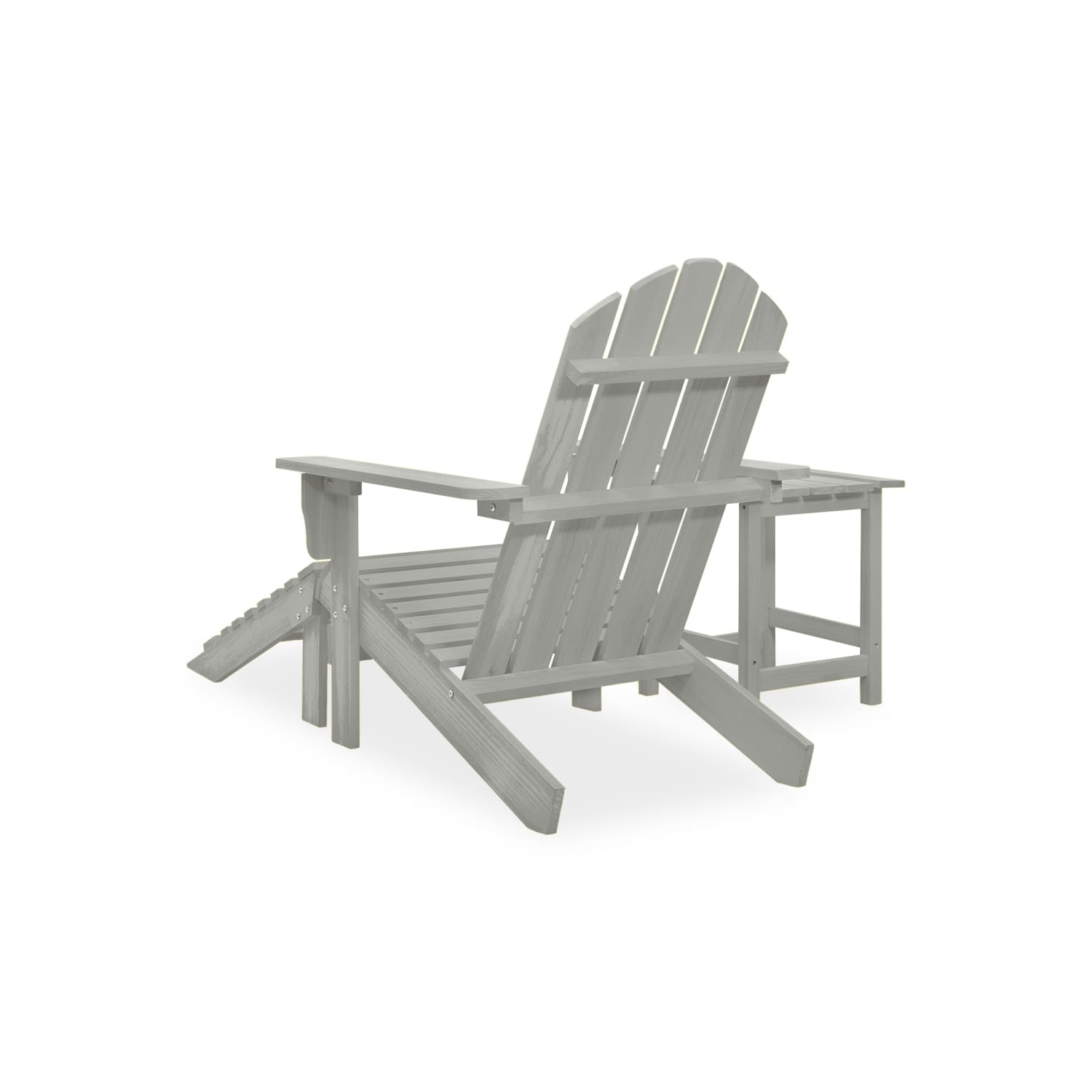Fauteuil Adirondack Garden avec pouf et table en bois de sapin massif de vidaXL - Gris