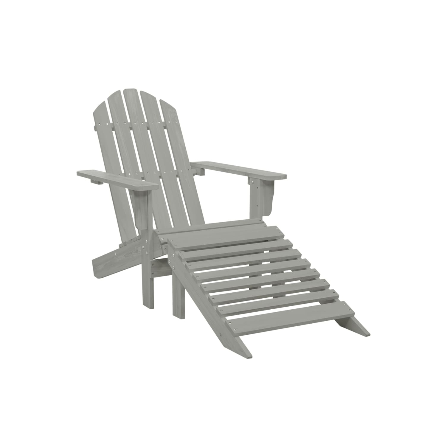 Fauteuil Adirondack Garden avec pouf et table en bois de sapin massif de vidaXL - Gris
