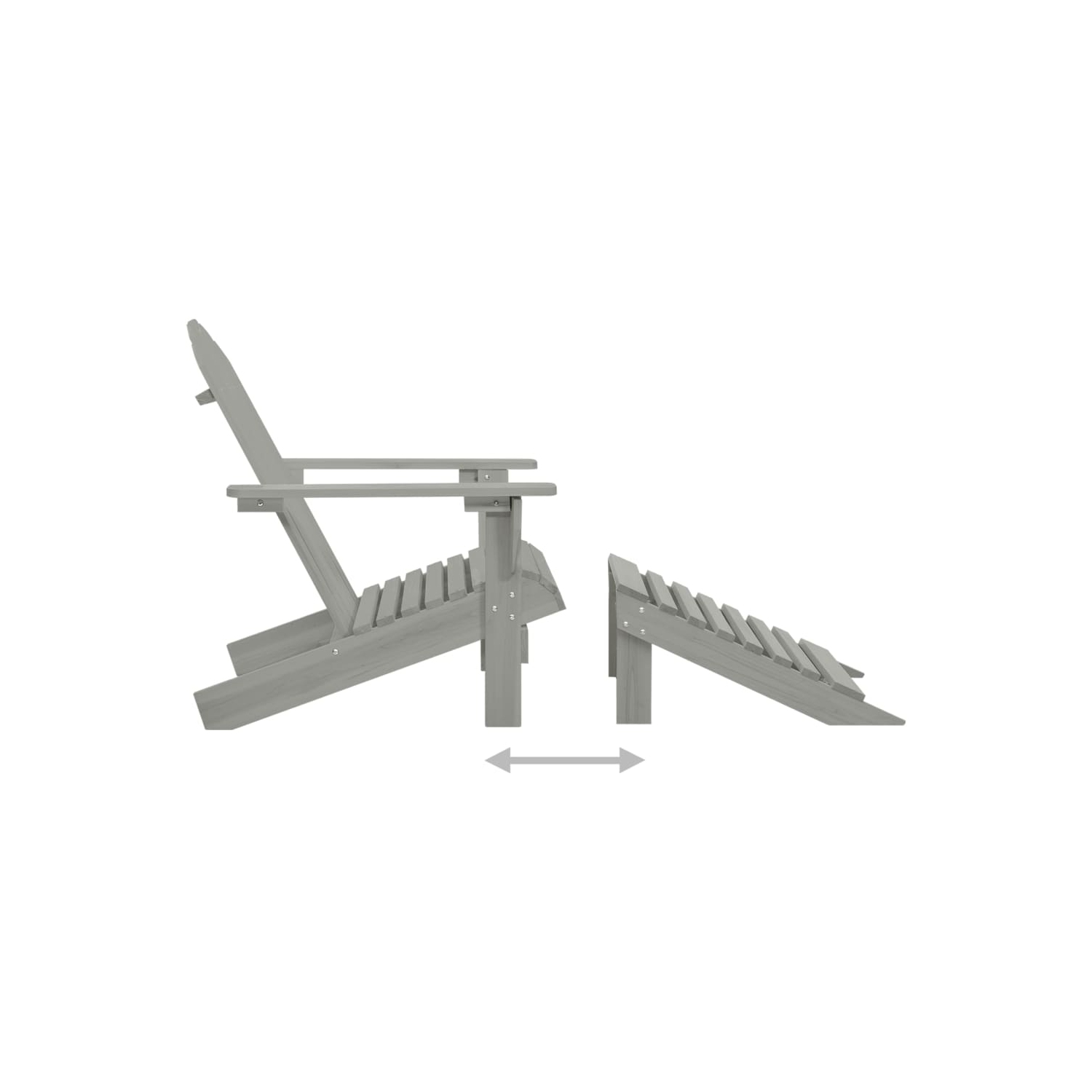 Fauteuil Adirondack Garden avec pouf et table en bois de sapin massif de vidaXL - Gris