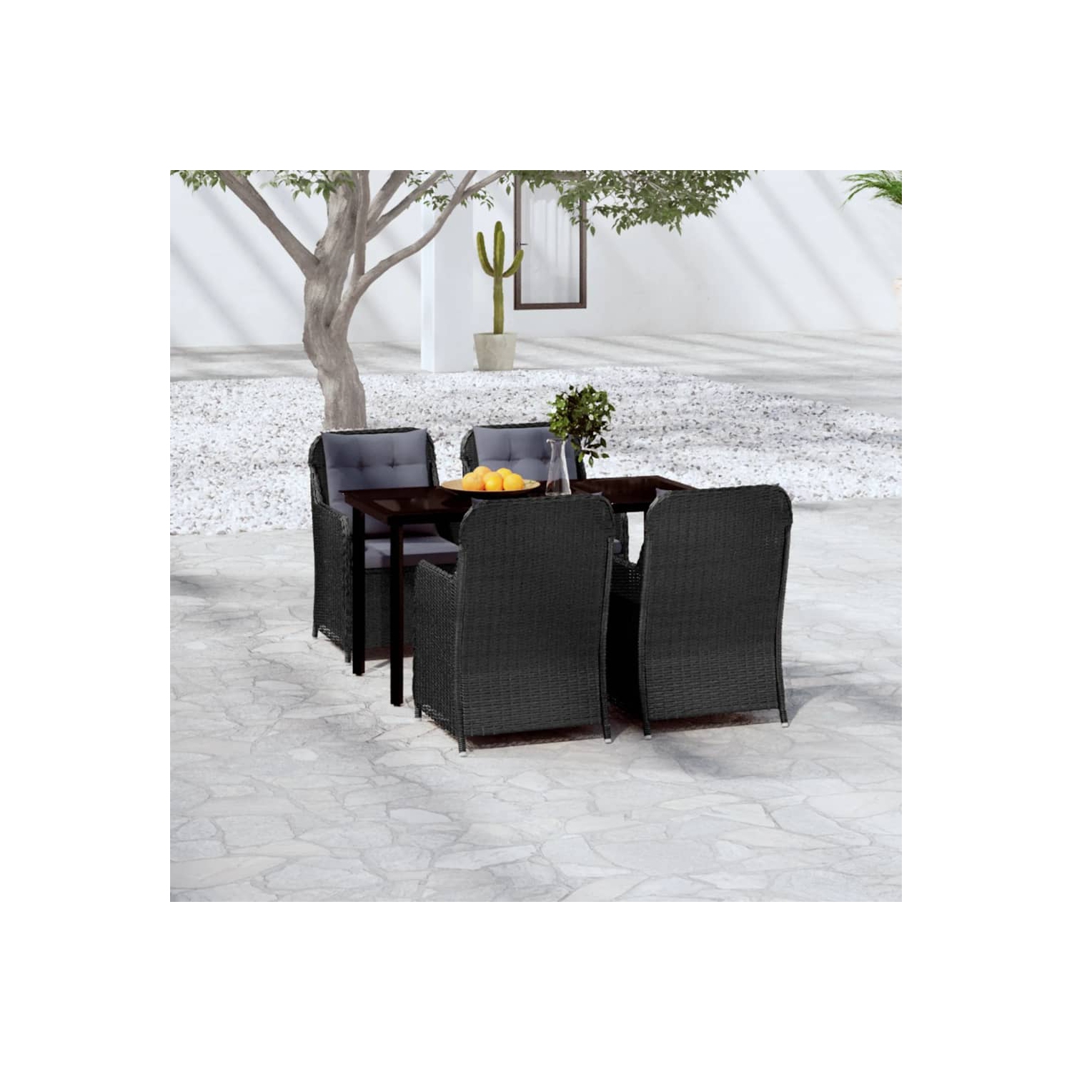 vidaXL 5 Piece Garden Dining Set Black