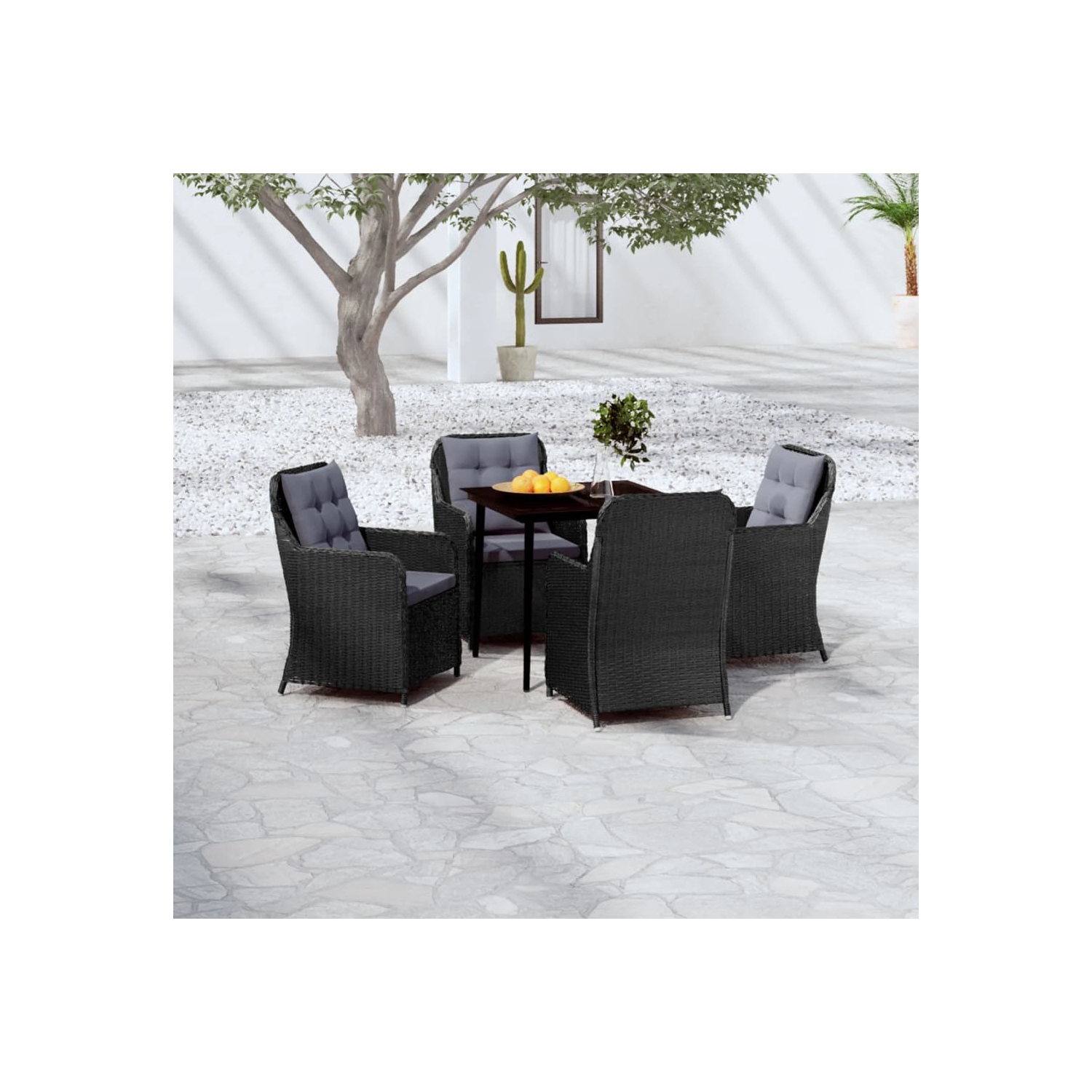 vidaXL 5 Piece Garden Dining Set Black