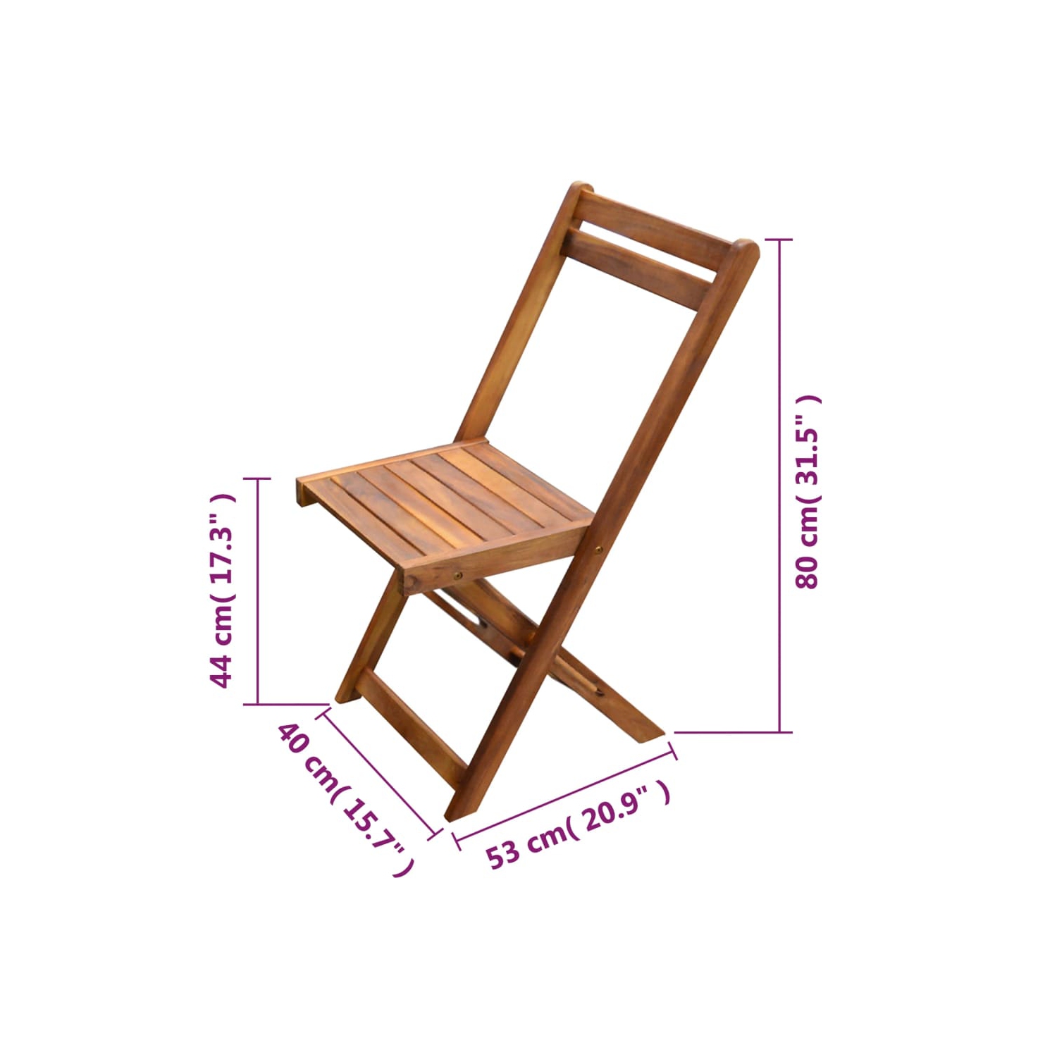 vidaXL 3 Piece Folding Bistro Set Solid Acacia Wood