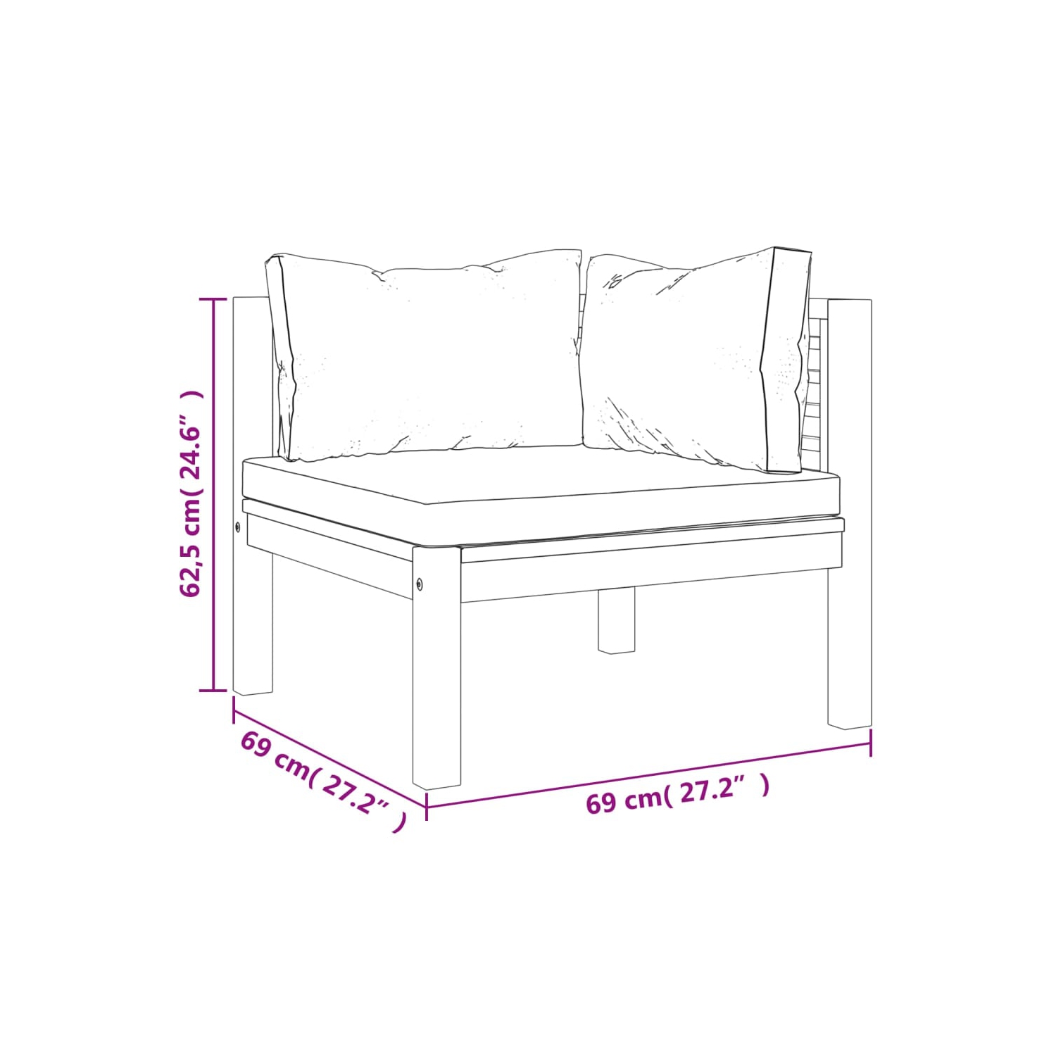vidaXL 4-Seater Garden Sofa with Cream Cushion Solid Acacia Wood