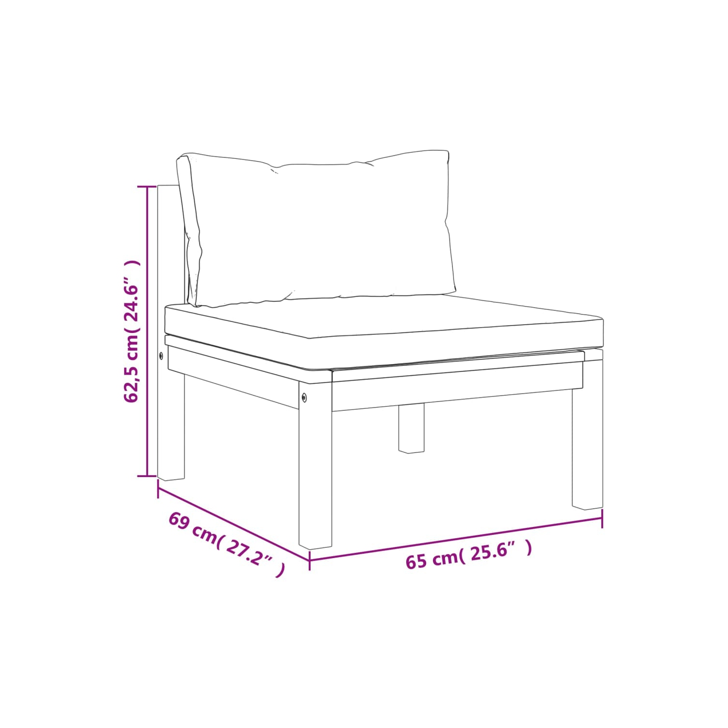 vidaXL 4-Seater Garden Sofa with Cream Cushion Solid Acacia Wood