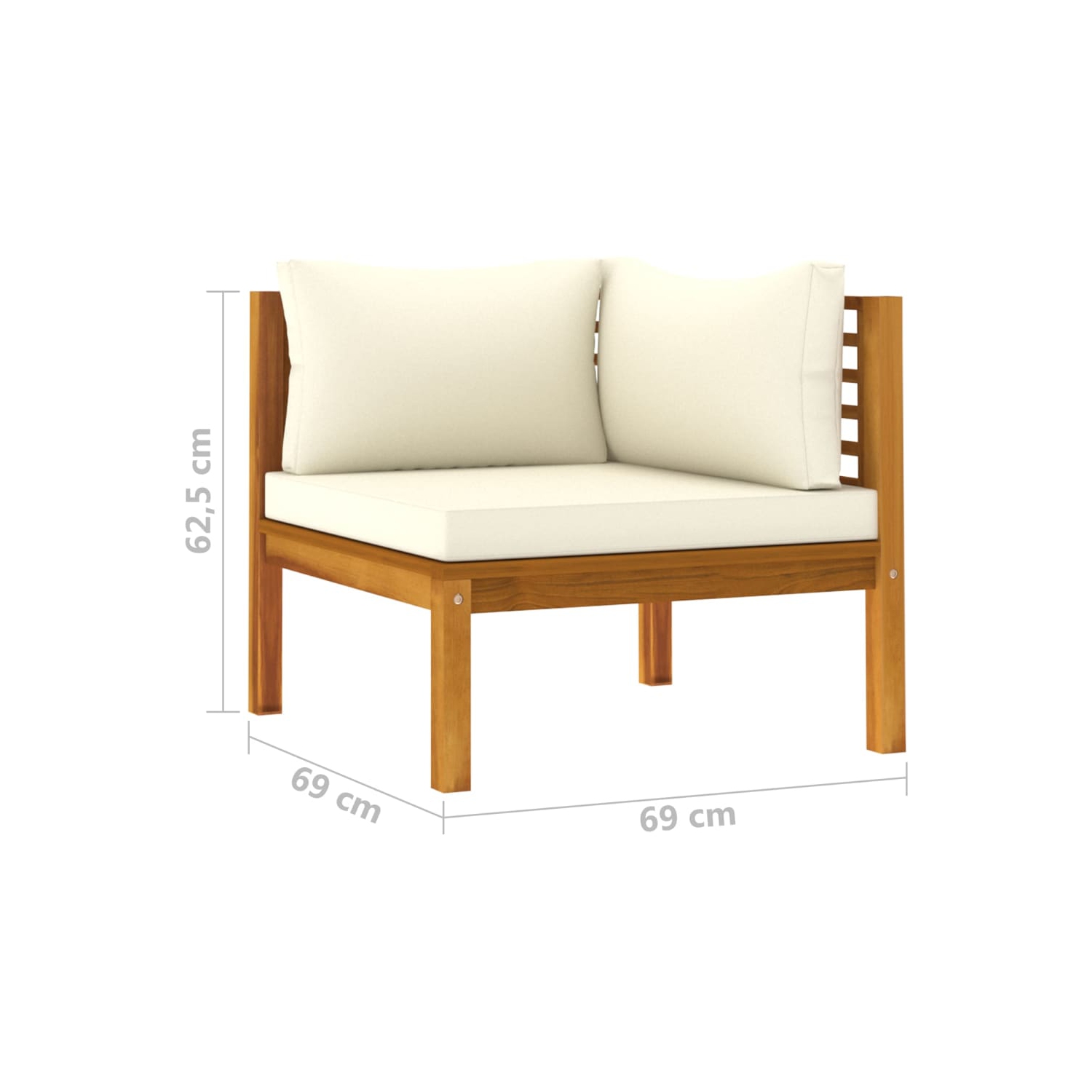 vidaXL 4-Seater Garden Sofa with Cream Cushion Solid Acacia Wood