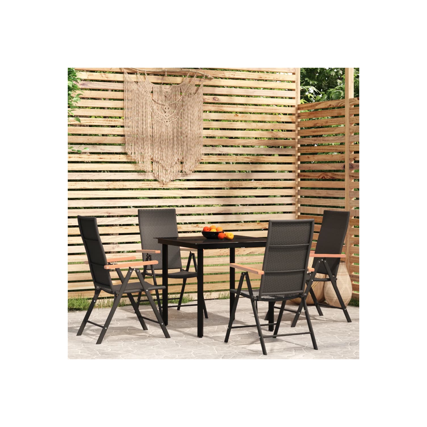 vidaXL 5 Piece Garden Dining Set Black