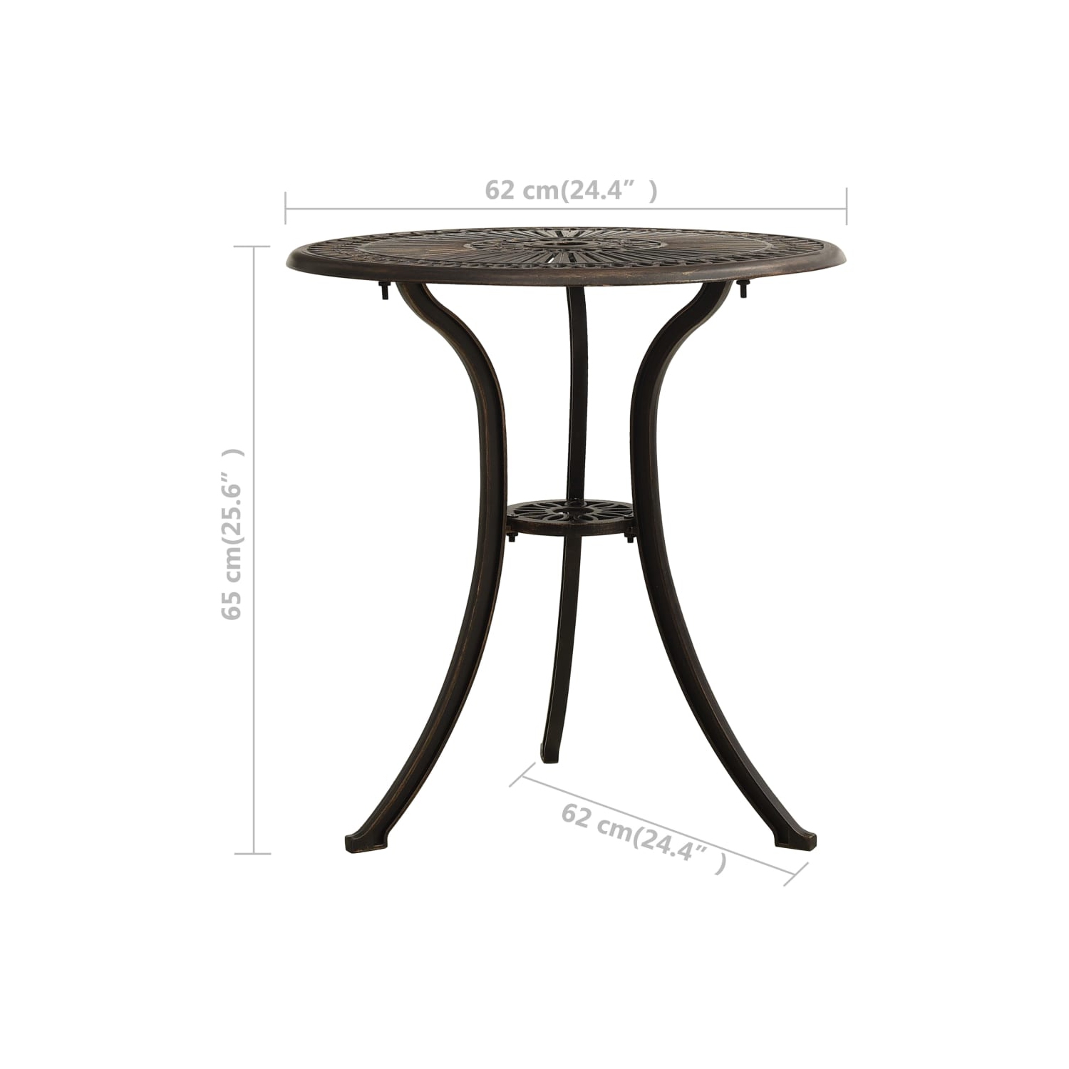 Ensemble bistro de 3 pièces en aluminium bronze