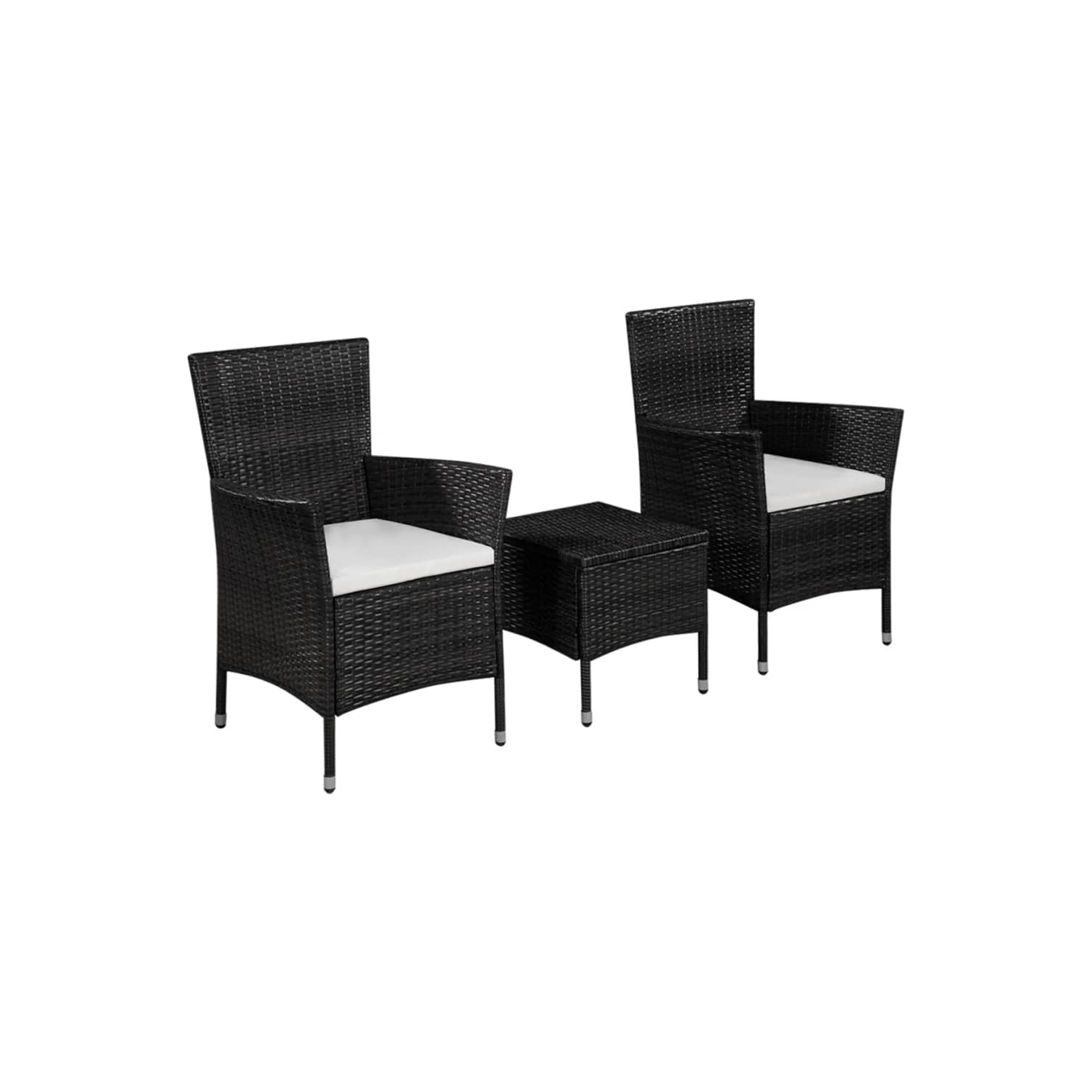 vidaXL 3 Piece Bistro Set Poly Rattan Black